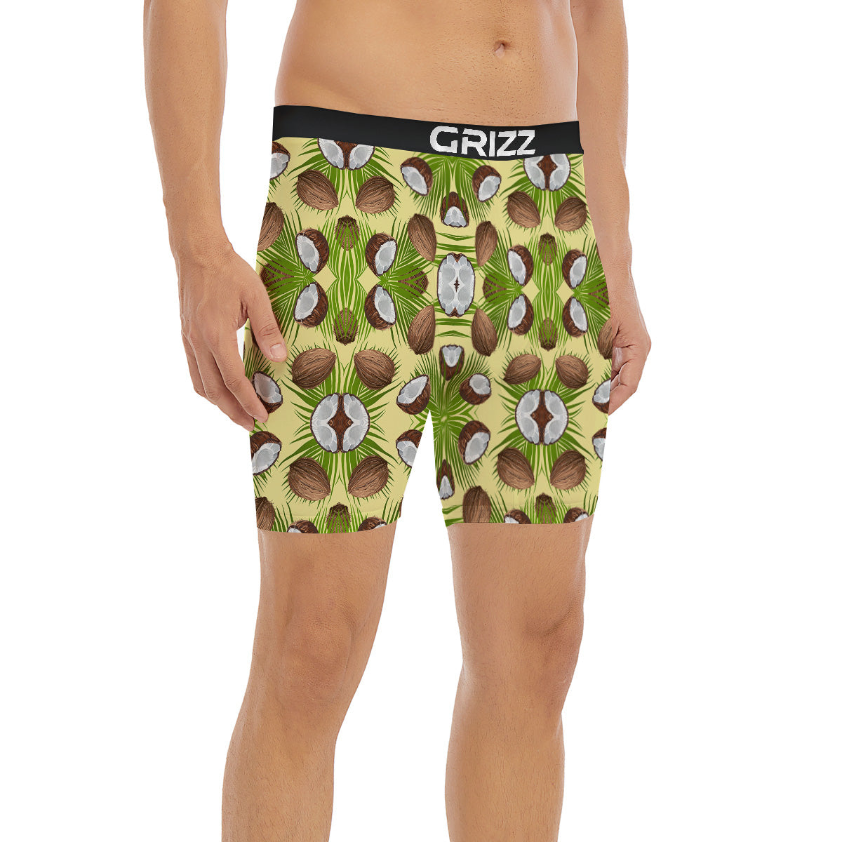 Abstract Tropical Coconut Print Pattern Boxer Briefs-grizzshop