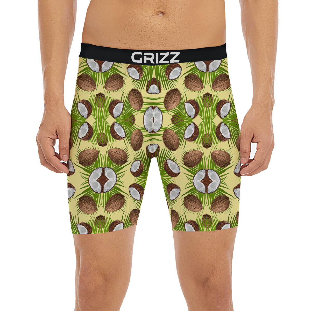Abstract Tropical Coconut Print Pattern Boxer Briefs-grizzshop