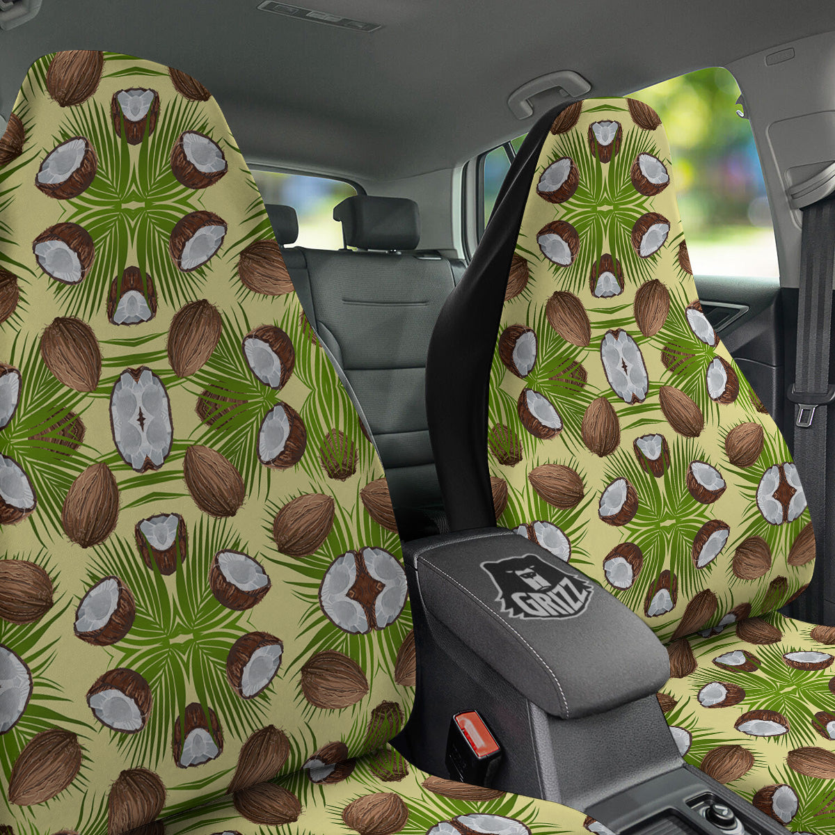 Abstract Tropical Coconut Print Pattern Car Seat Covers-grizzshop