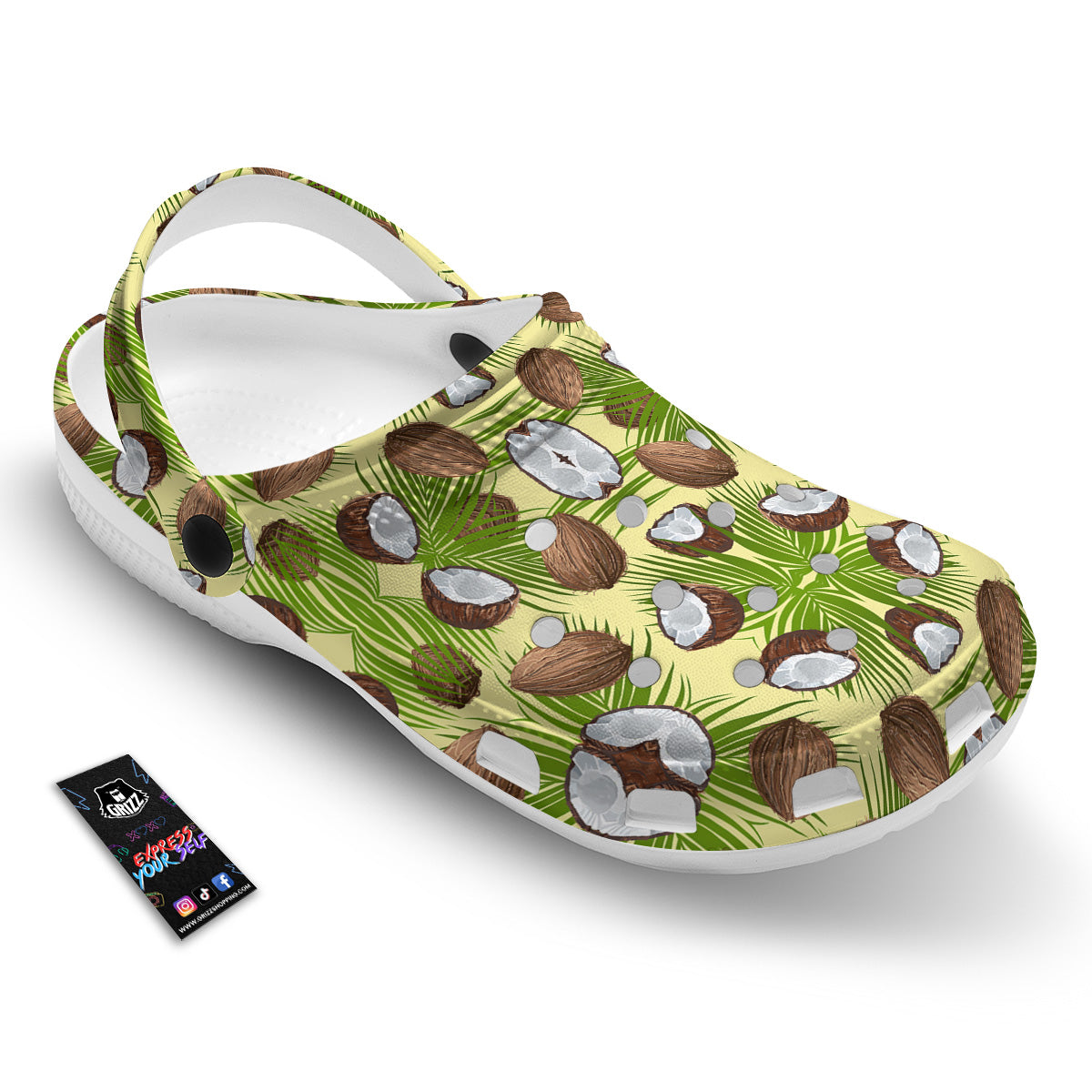Abstract Tropical Coconut Print Pattern Clog-grizzshop