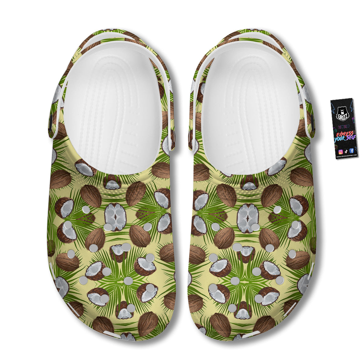 Abstract Tropical Coconut Print Pattern Clog-grizzshop