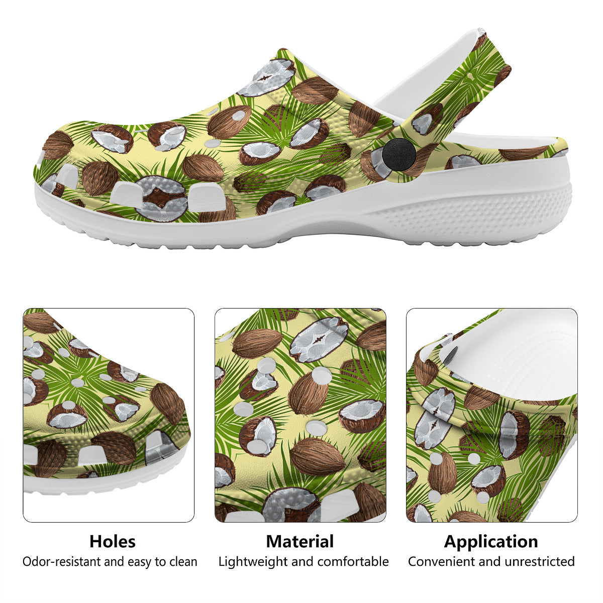 Abstract Tropical Coconut Print Pattern Clog-grizzshop