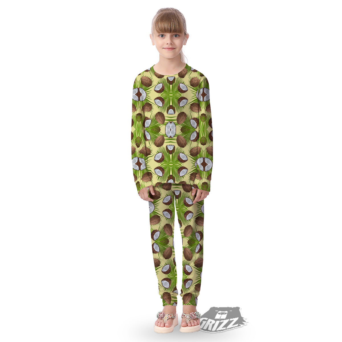 Abstract Tropical Coconut Print Pattern Kid's Pajamas-grizzshop