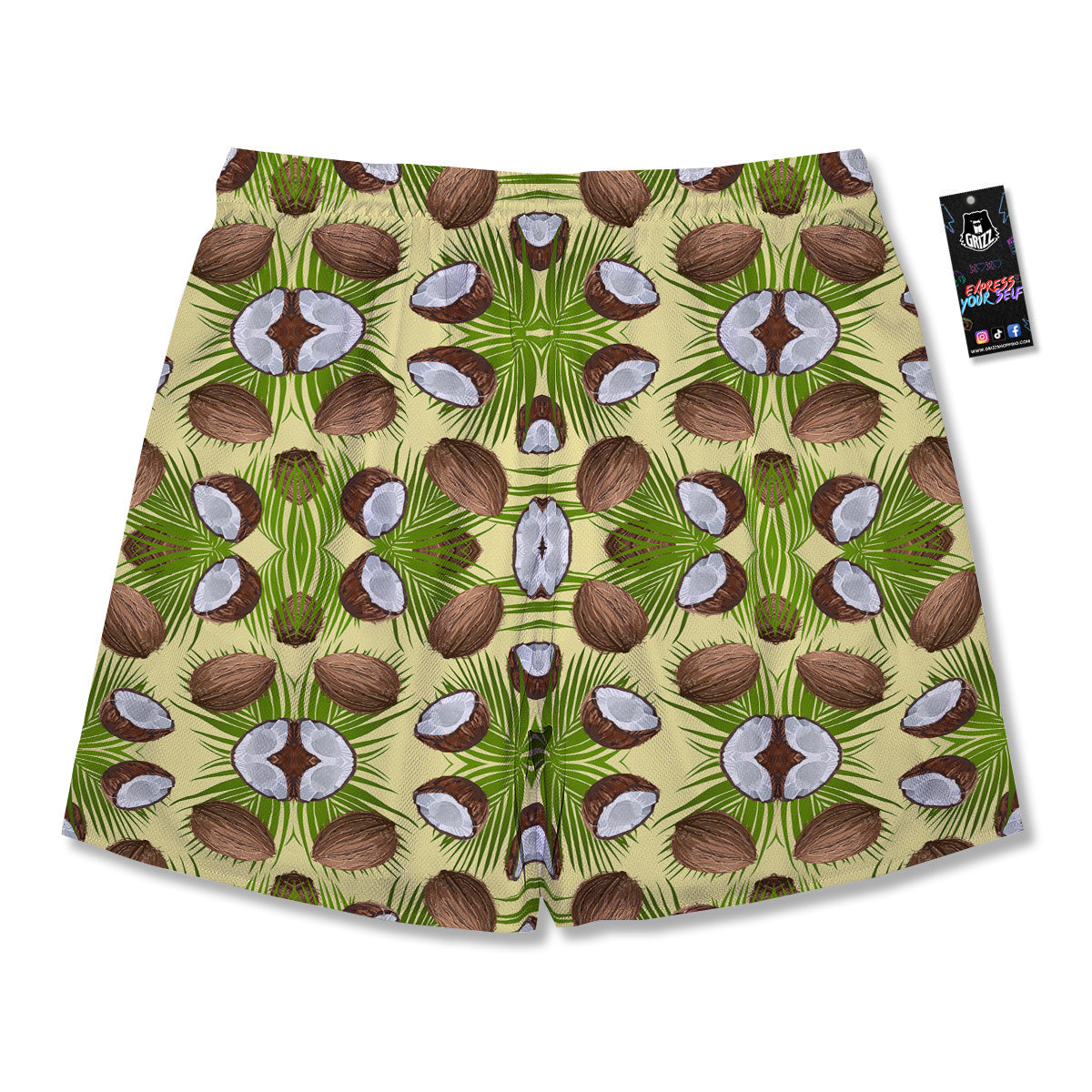 Abstract Tropical Coconut Print Pattern Men's Running Shorts-grizzshop