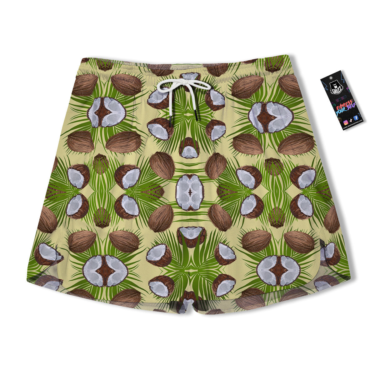 Abstract Tropical Coconut Print Pattern Men's Running Shorts-grizzshop