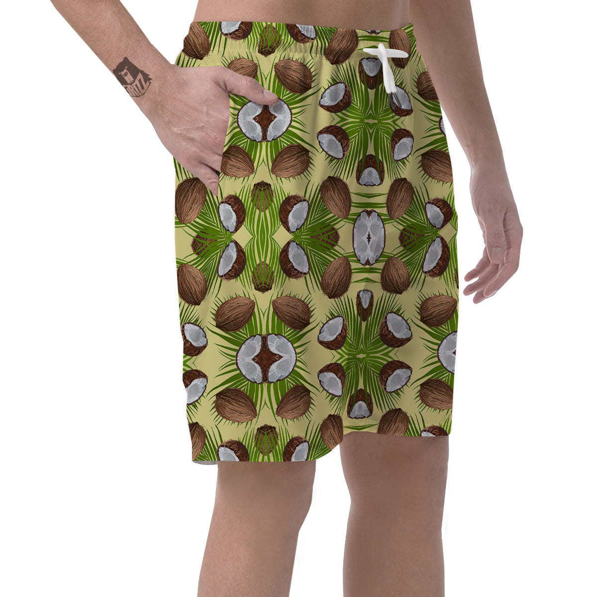 Abstract Tropical Coconut Print Pattern Men's Shorts-grizzshop