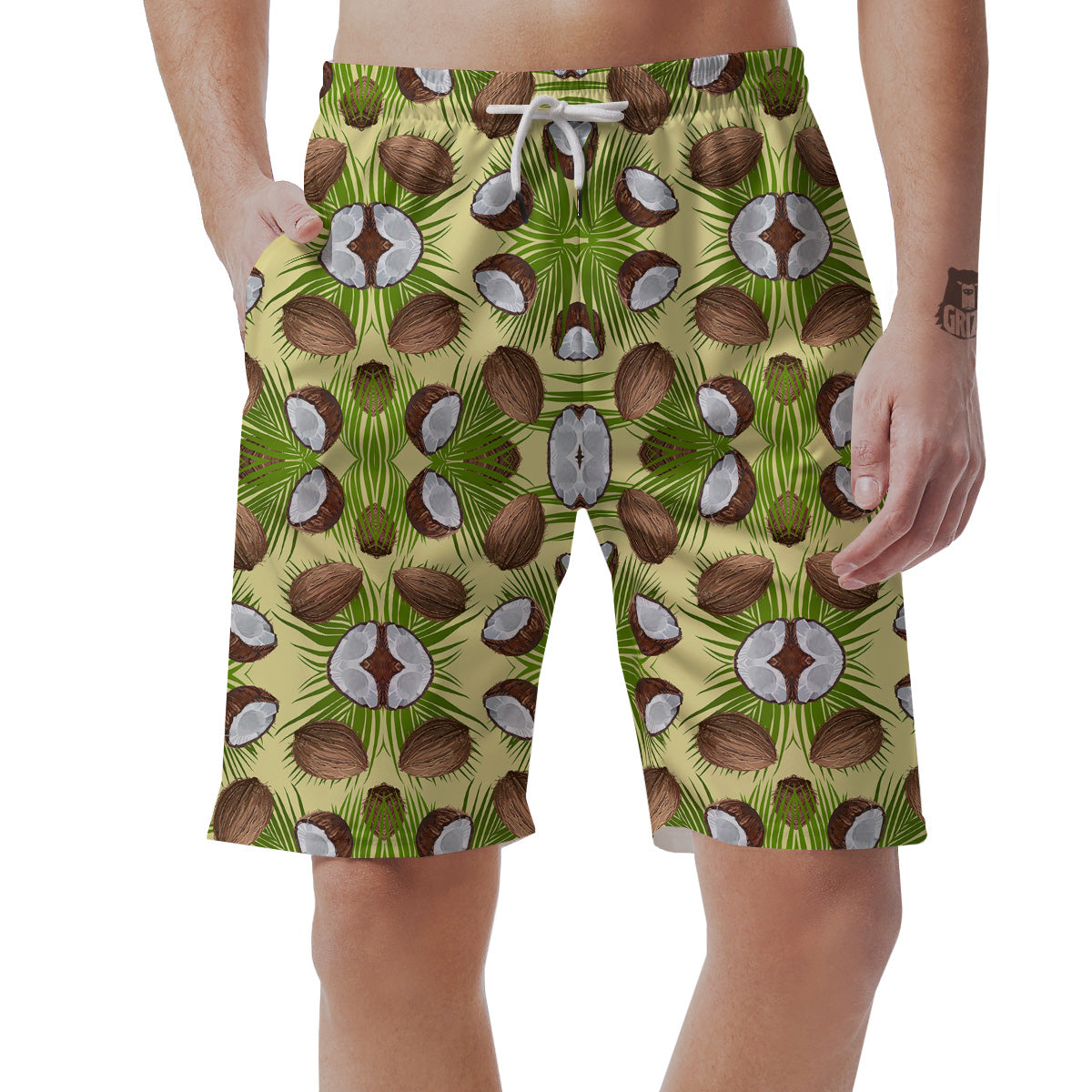 Abstract Tropical Coconut Print Pattern Men's Shorts-grizzshop
