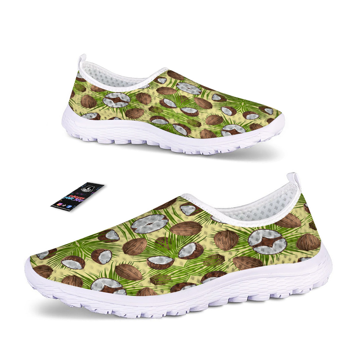 Abstract Tropical Coconut Print Pattern Nurse Shoes-grizzshop