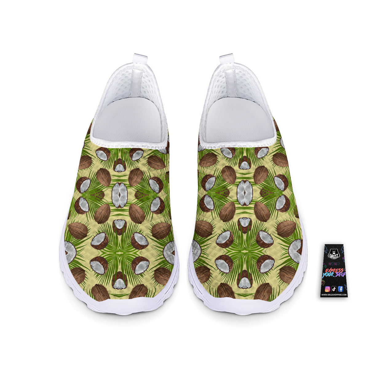 Abstract Tropical Coconut Print Pattern Nurse Shoes-grizzshop