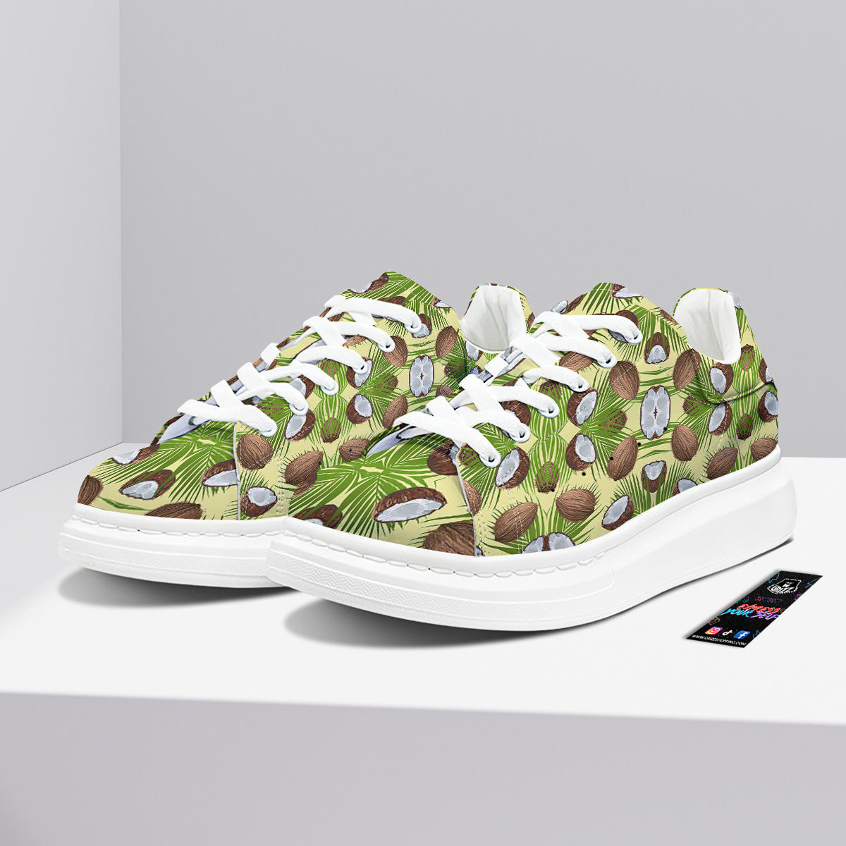 Abstract Tropical Coconut Print Pattern Platform Shoes-grizzshop