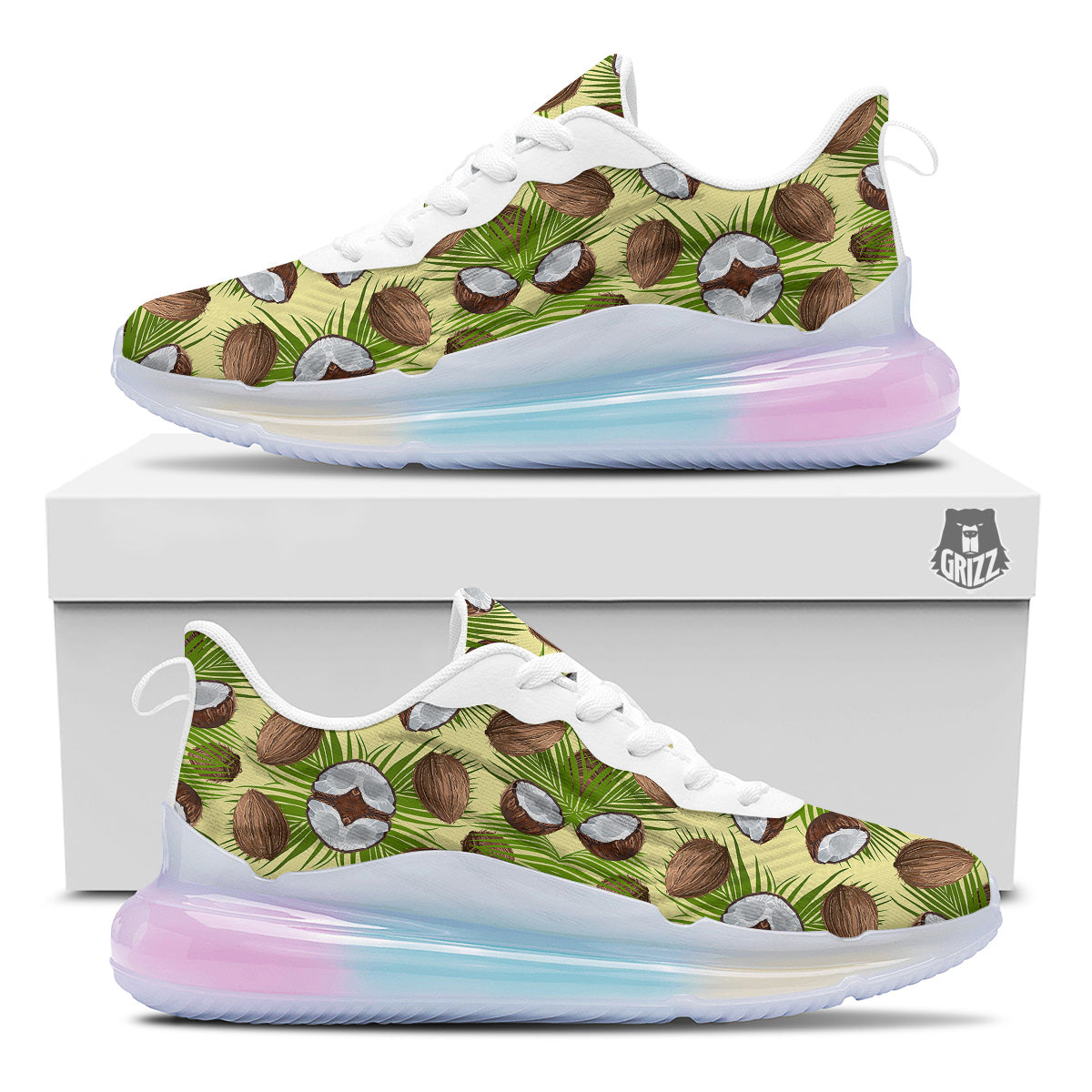 Abstract Tropical Coconut Print Pattern Running Sneakers-grizzshop
