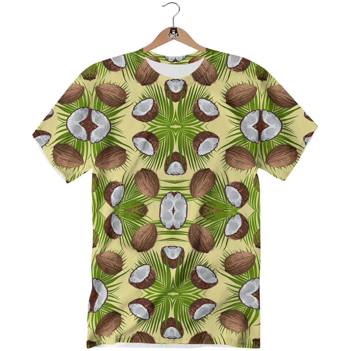 Abstract Tropical Coconut Print Pattern T-Shirt-grizzshop
