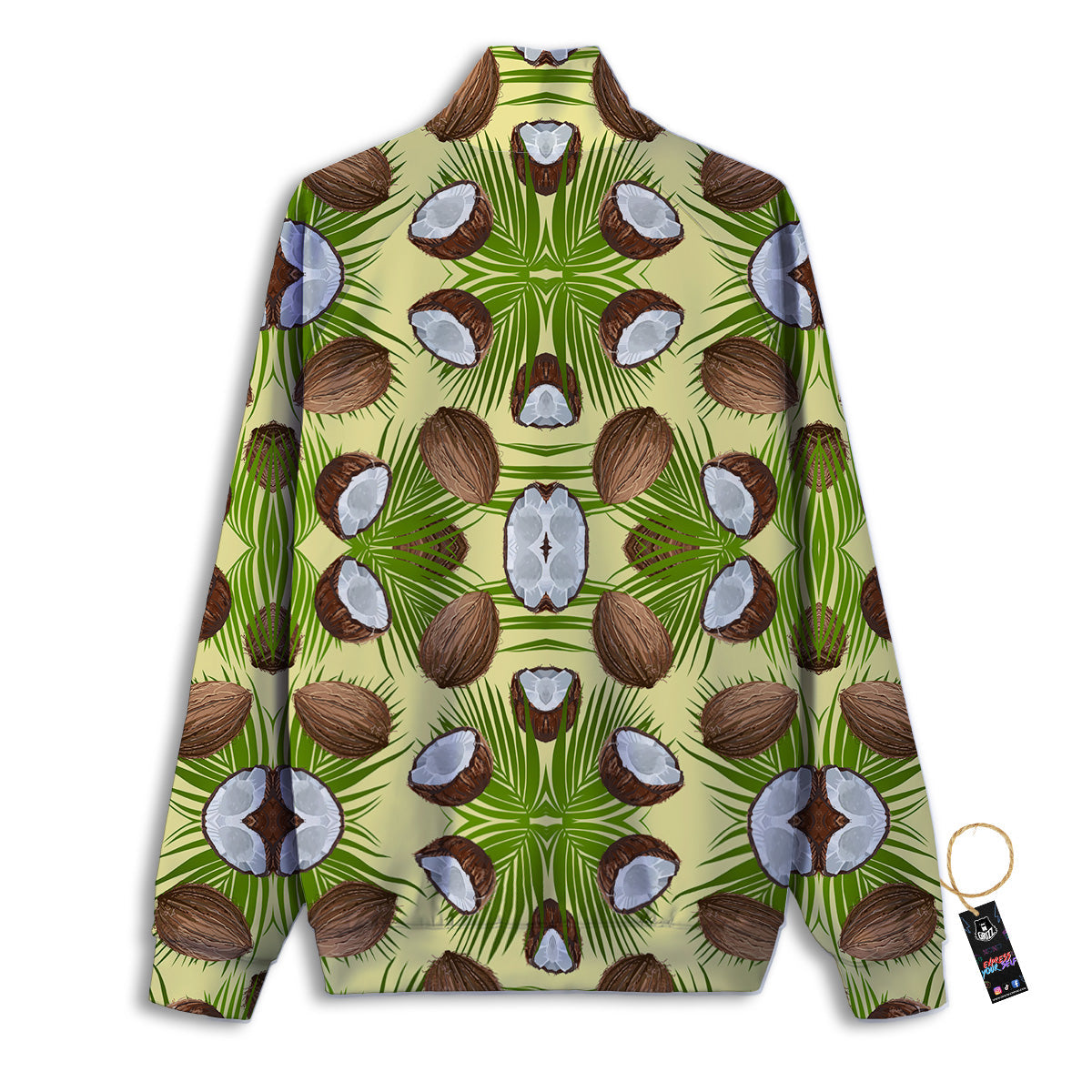Abstract Tropical Coconut Print Pattern Track Jacket-grizzshop
