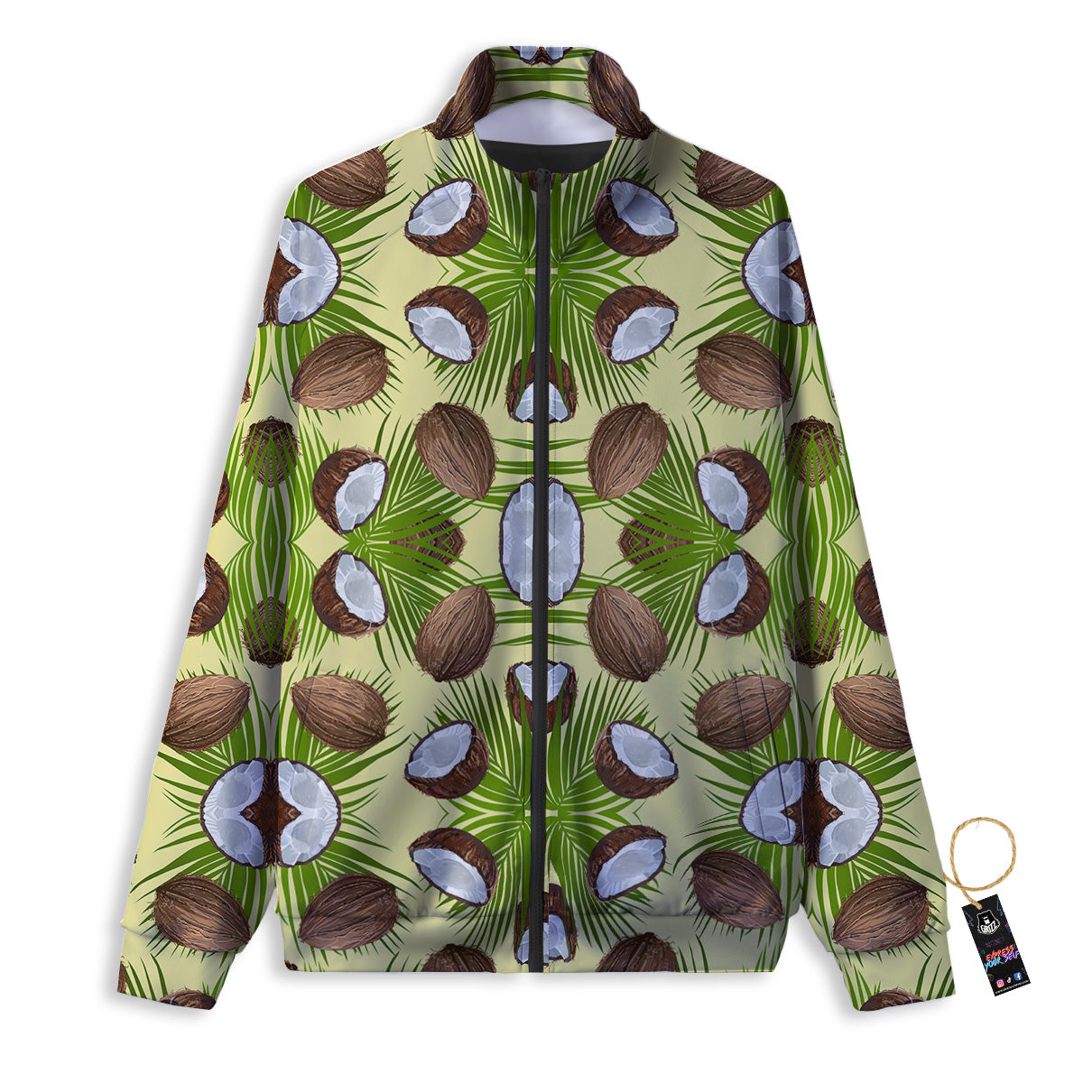 Abstract Tropical Coconut Print Pattern Track Jacket-grizzshop