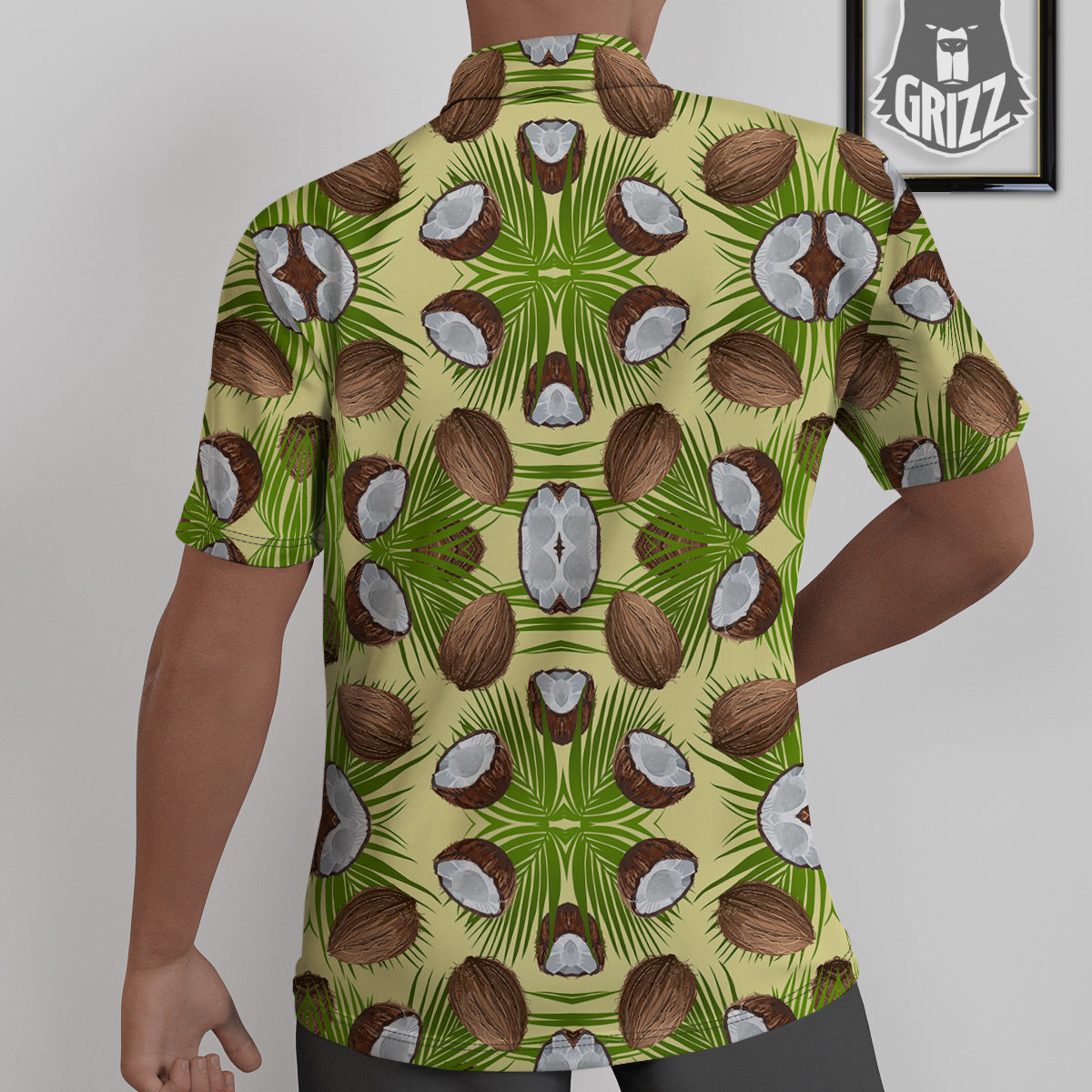 Abstract Tropical Coconut Print Pattern Untucked Shirts-grizzshop