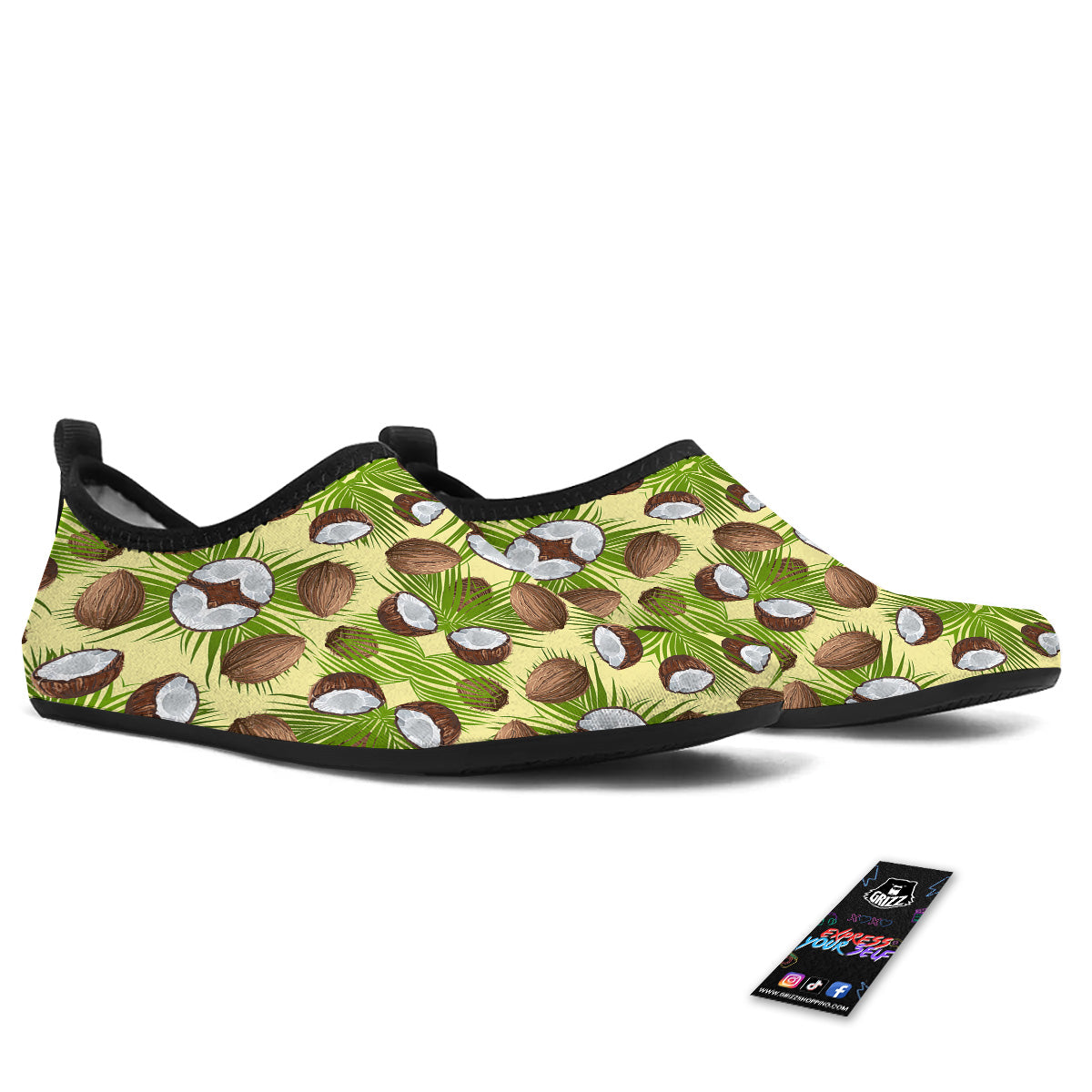 Abstract Tropical Coconut Print Pattern Water Shoes-grizzshop