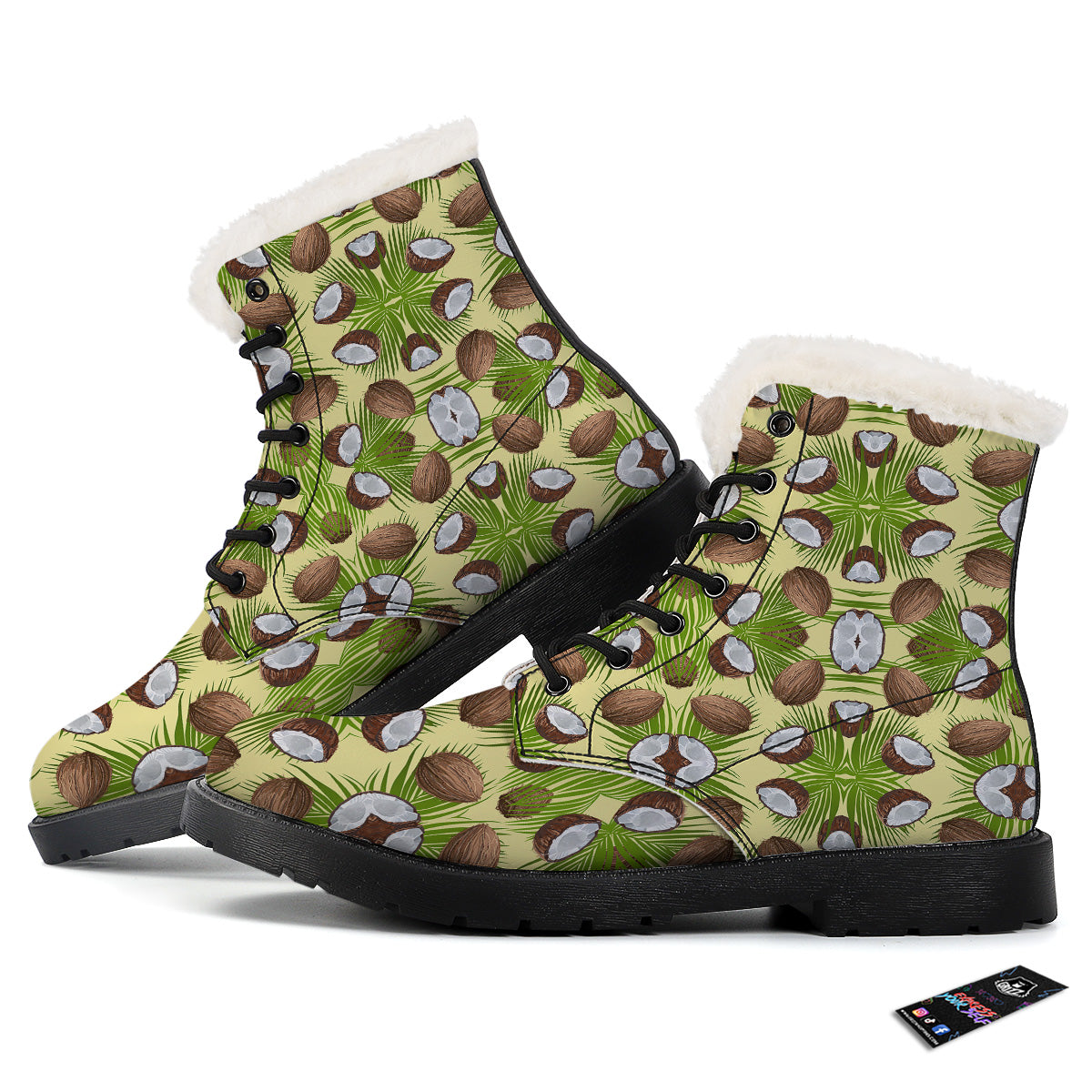 Abstract Tropical Coconut Print Pattern Winter Boots-grizzshop