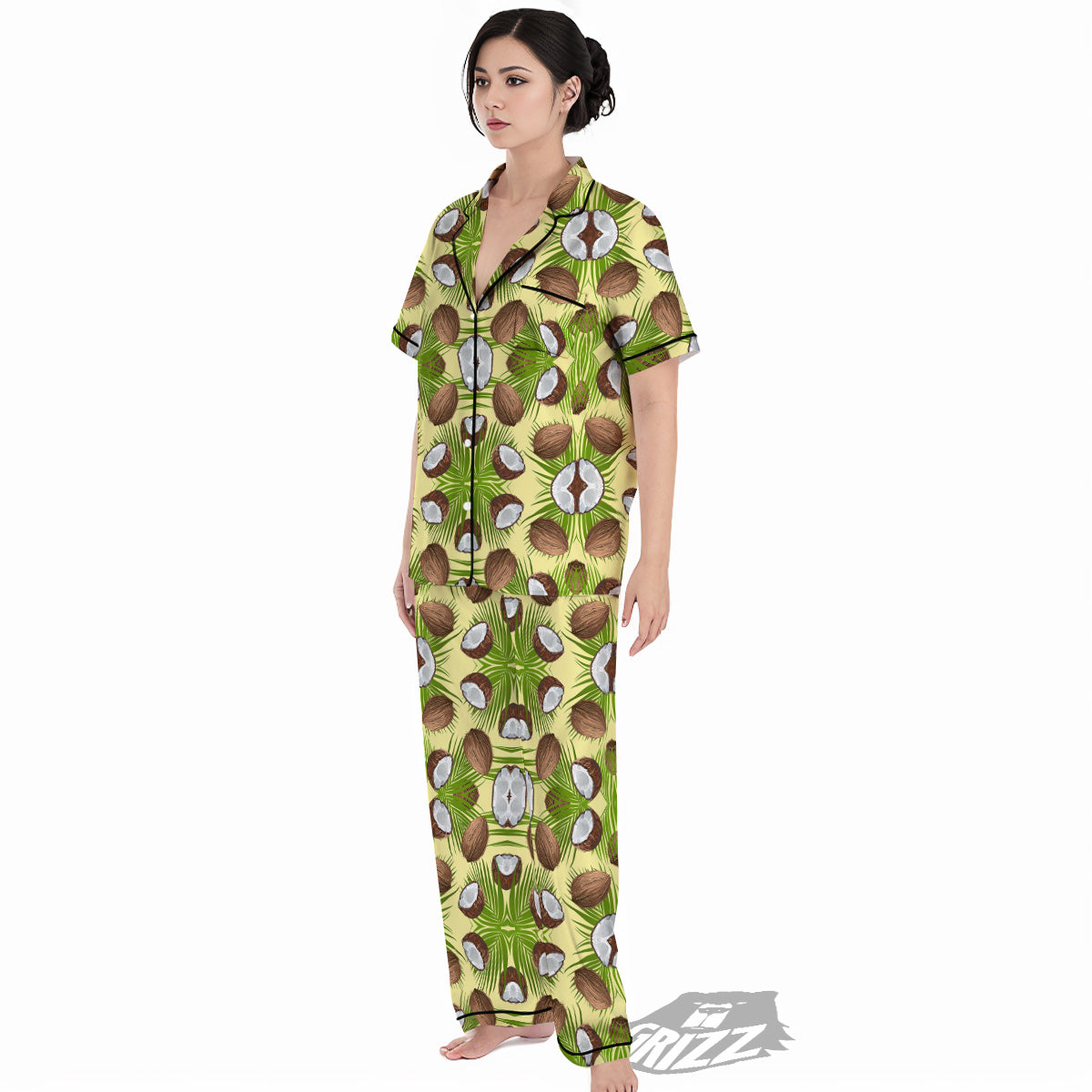 Abstract Tropical Coconut Print Pattern Women's Pajamas Set-grizzshop