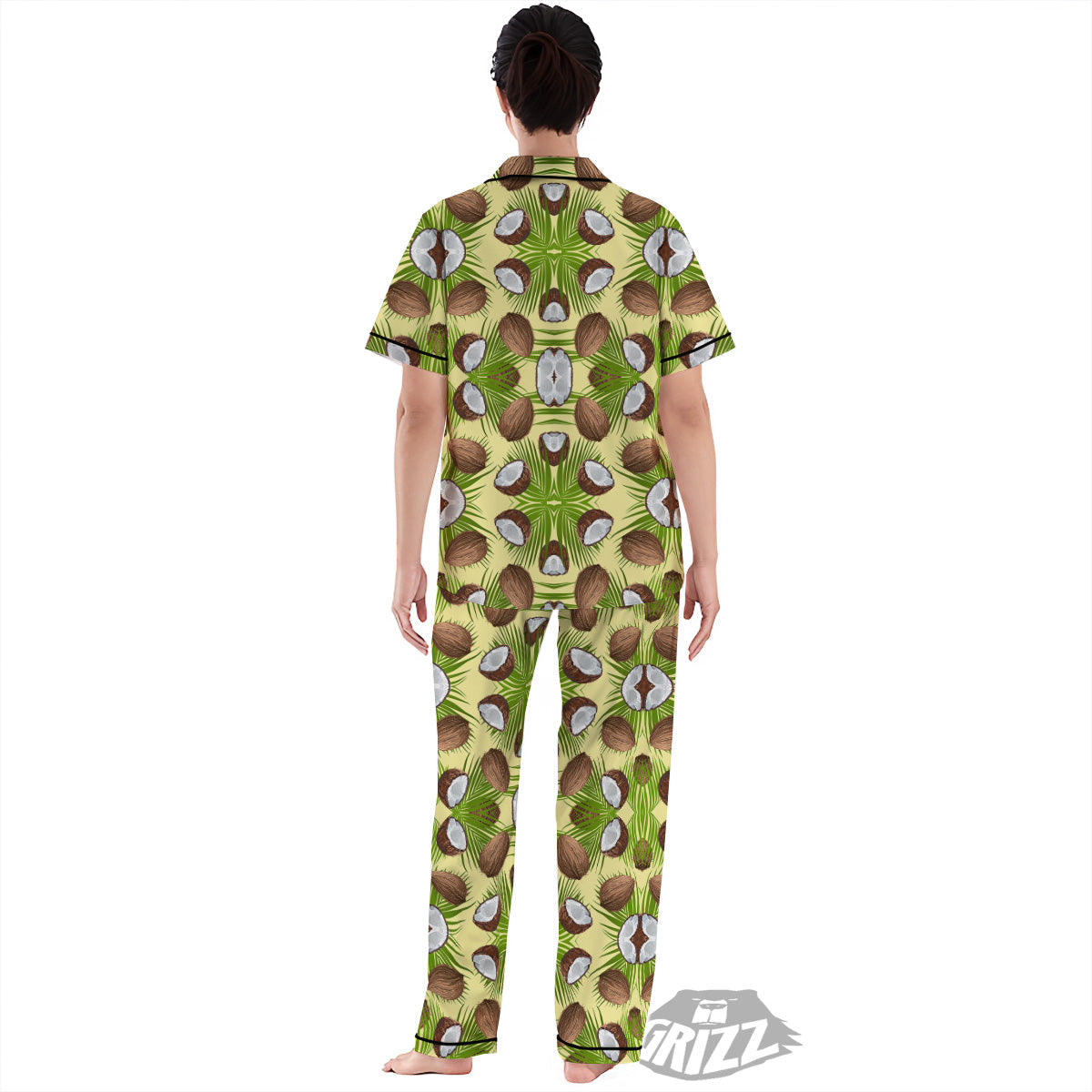 Abstract Tropical Coconut Print Pattern Women's Pajamas Set-grizzshop