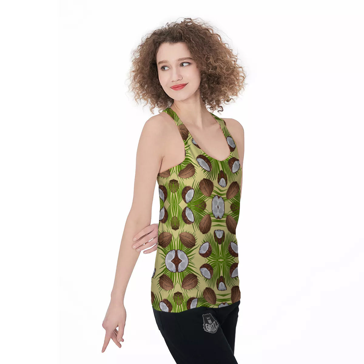 Abstract Tropical Coconut Print Pattern Women's Racerback Tank Top-grizzshop
