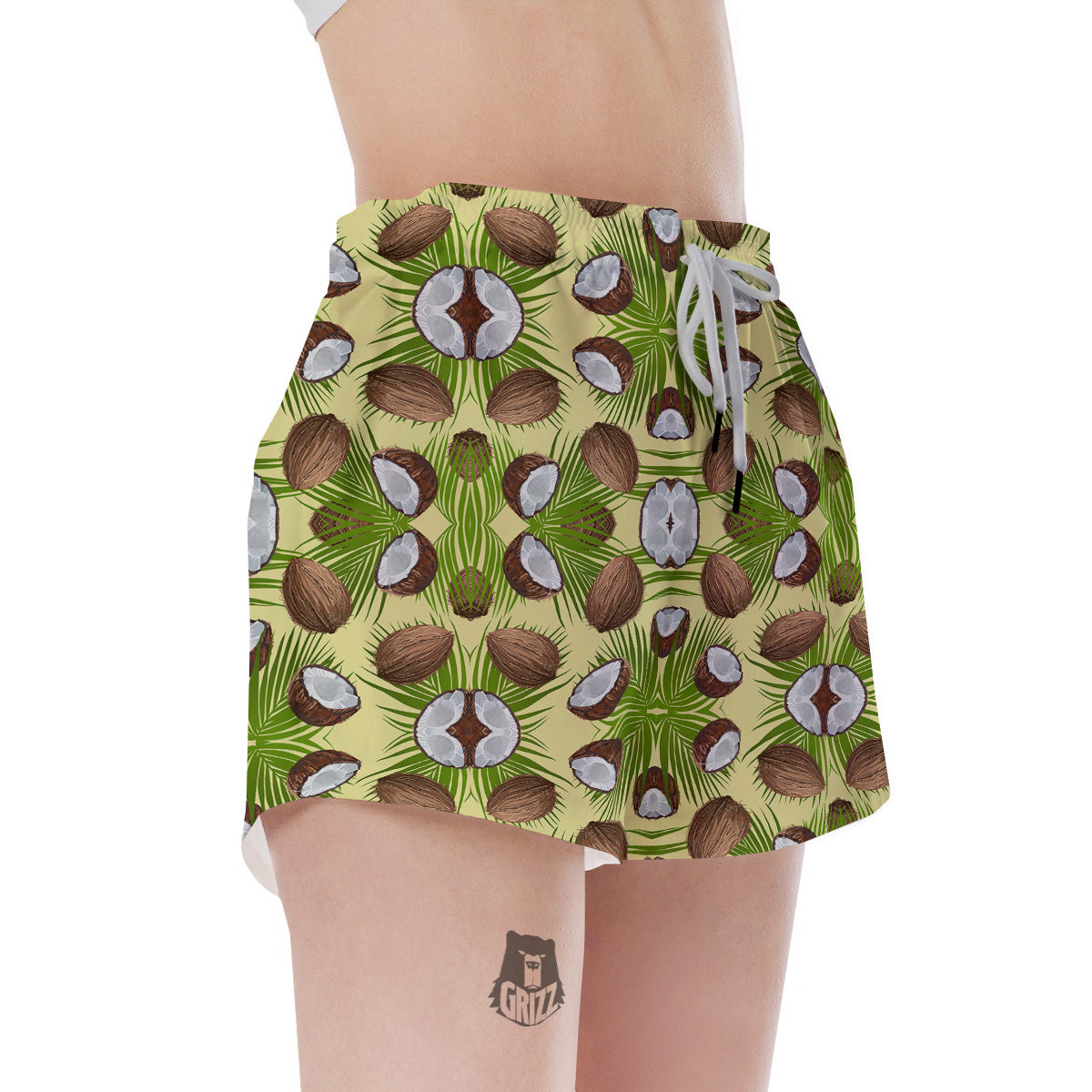 Abstract Tropical Coconut Print Pattern Women's Shorts-grizzshop