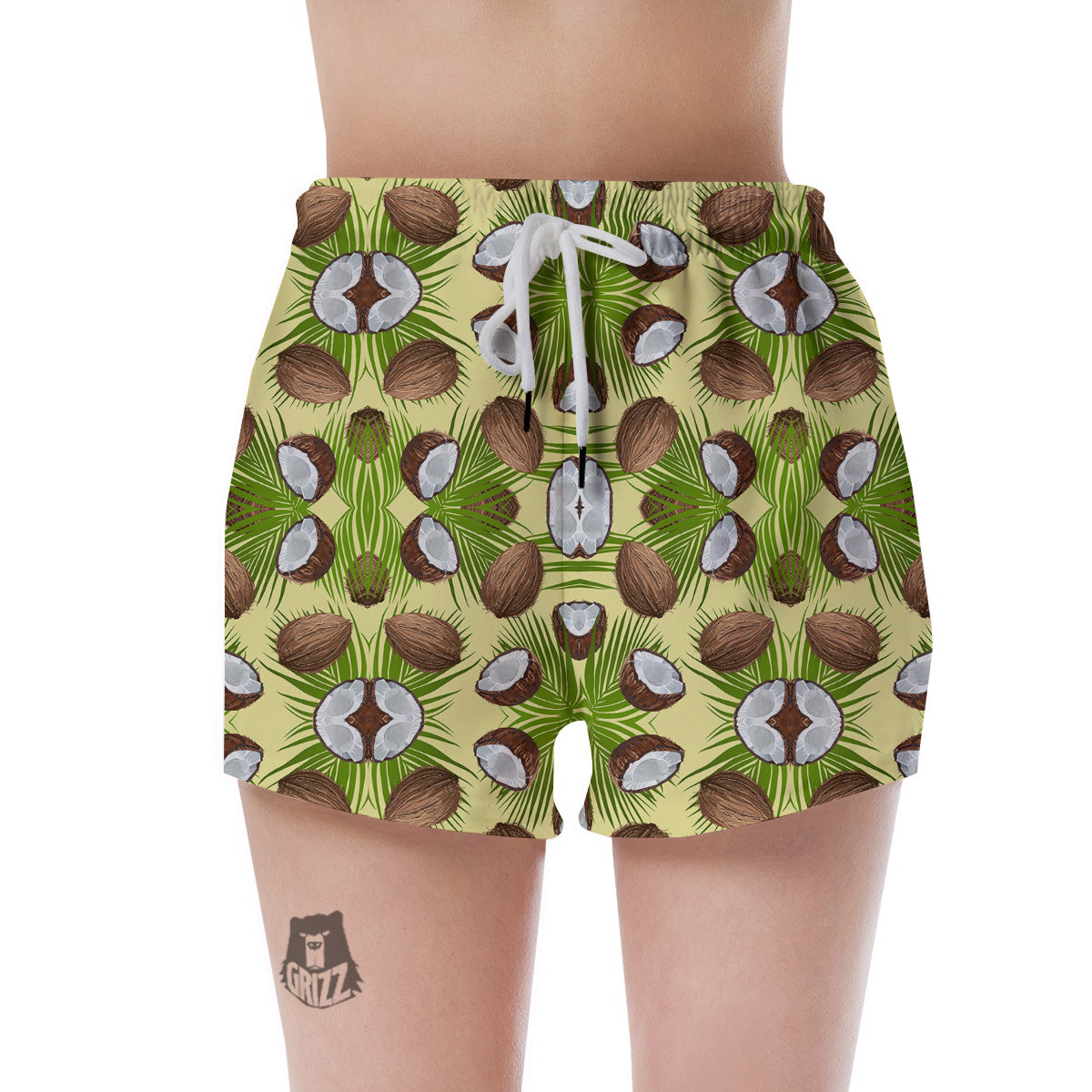 Abstract Tropical Coconut Print Pattern Women's Shorts-grizzshop