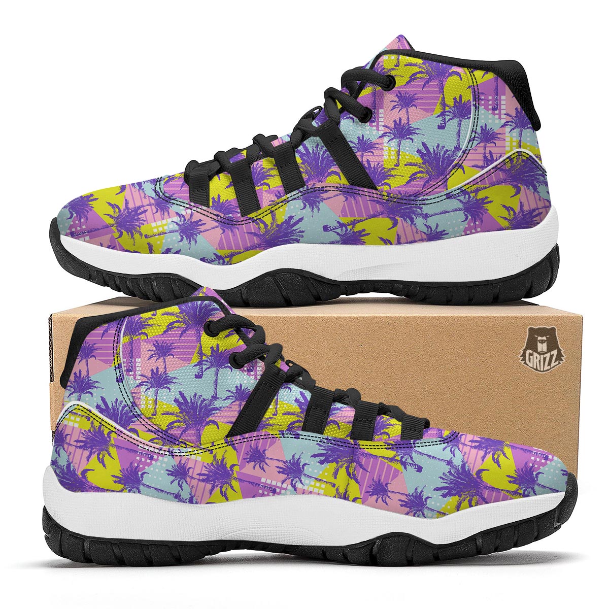 Abstract Tropical Palm Tree Black Bball Shoes-grizzshop