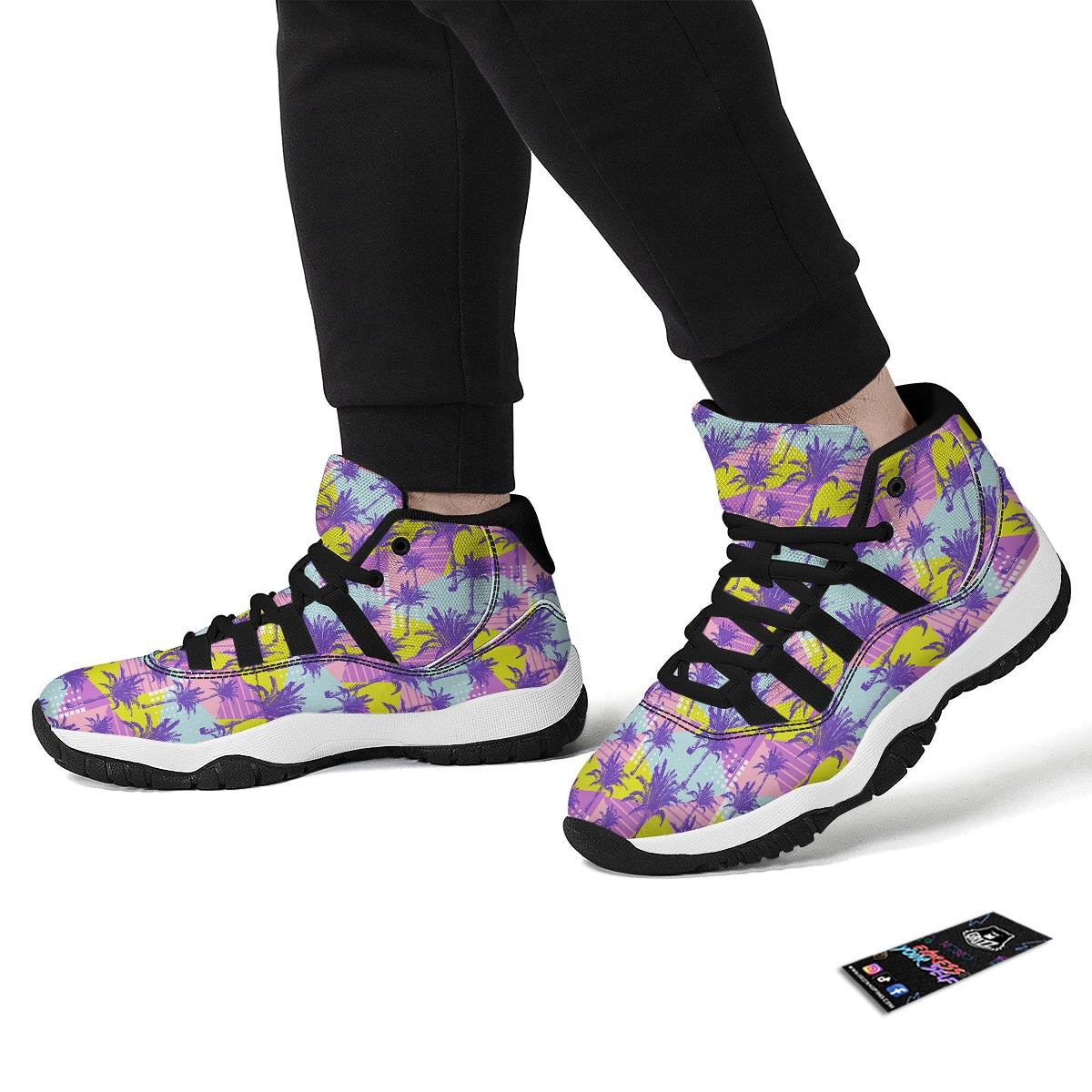 Abstract Tropical Palm Tree Black Bball Shoes-grizzshop