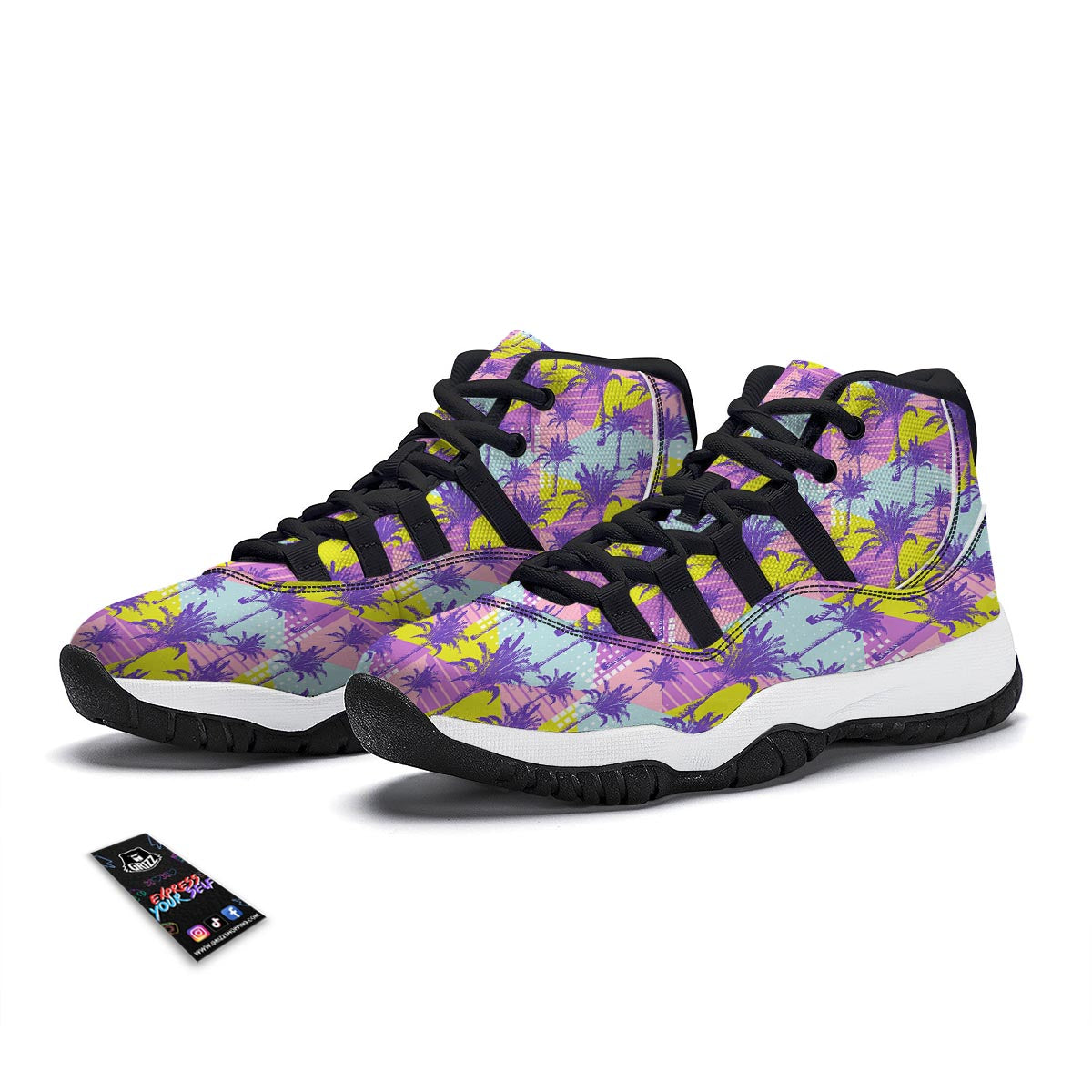 Abstract Tropical Palm Tree Black Bball Shoes-grizzshop
