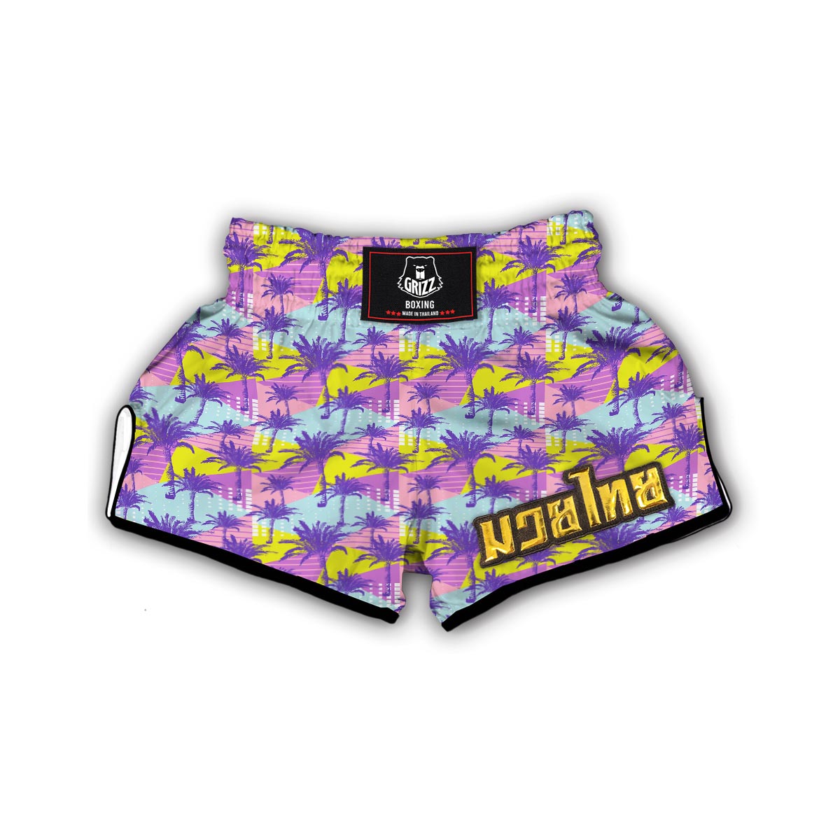 Abstract Tropical Palm Tree Muay Thai Boxing Shorts-grizzshop