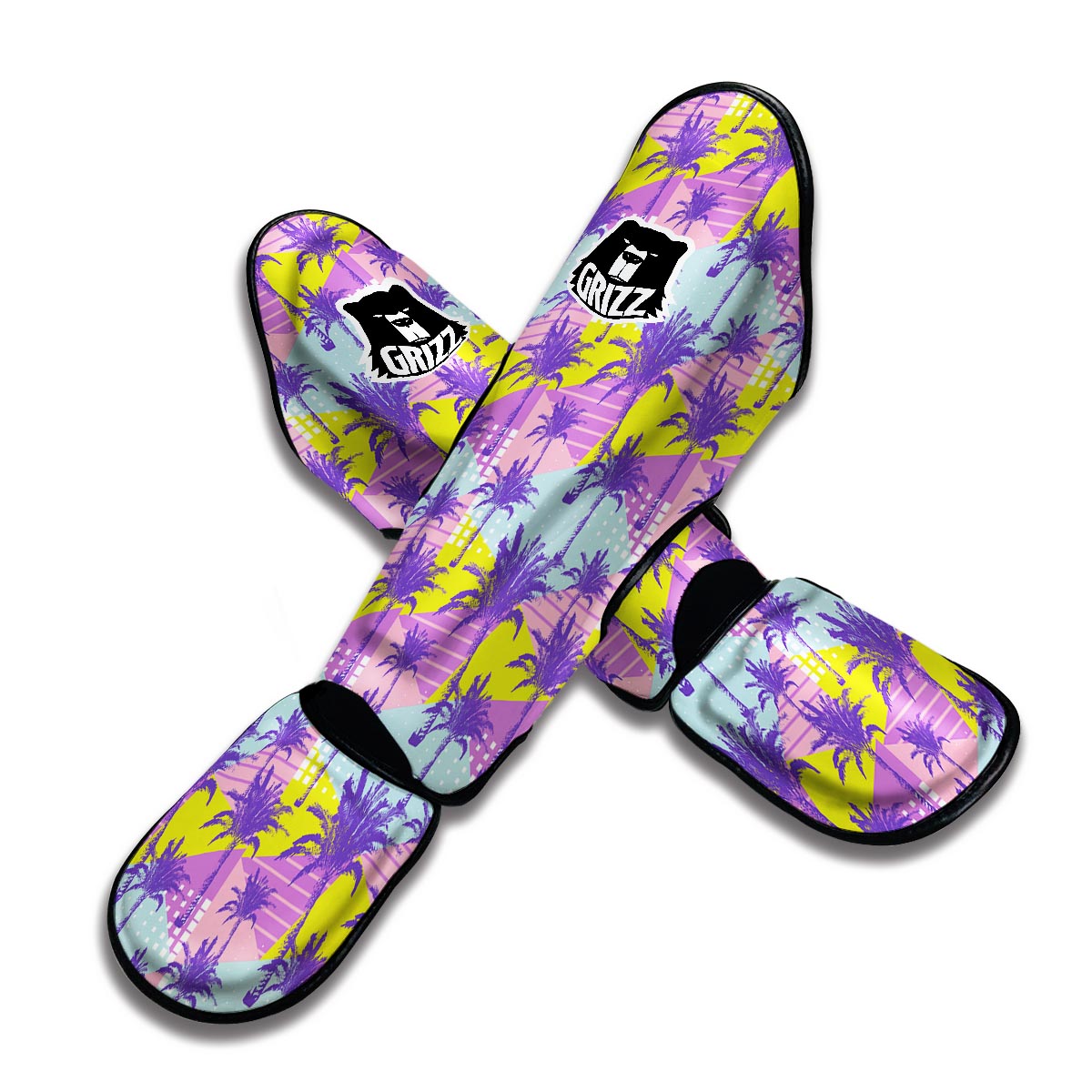 Abstract Tropical Palm Tree Muay Thai Shin Guards-grizzshop