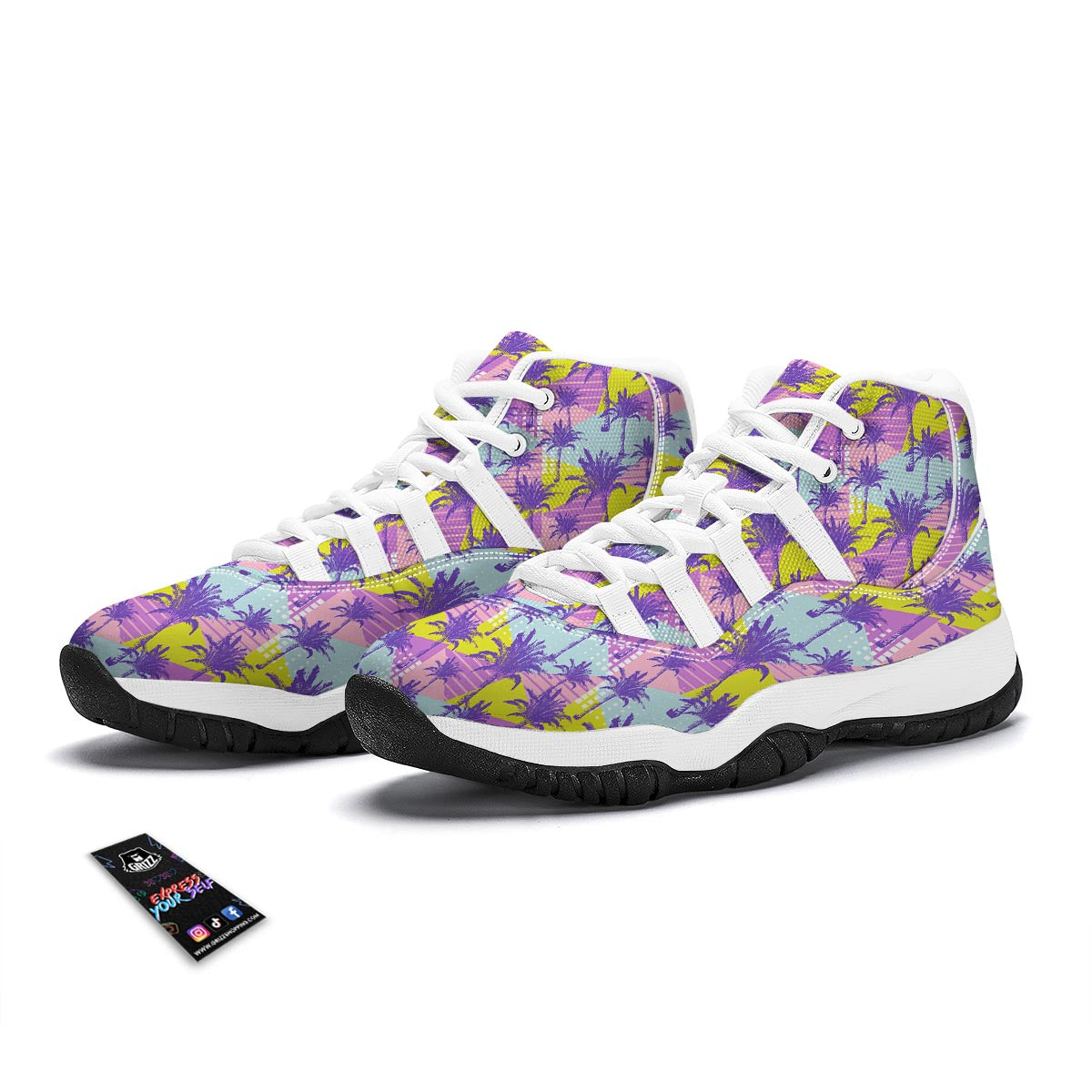 Abstract Tropical Palm Tree White Bball Shoes-grizzshop