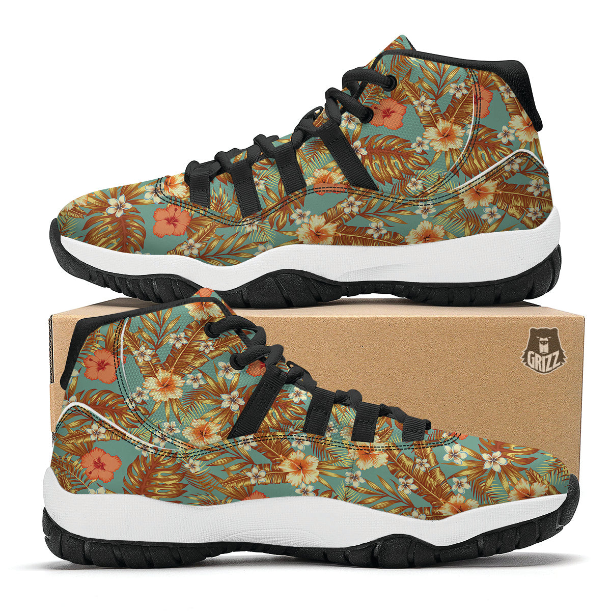 Abstract Tropical Plumeria Black Bball Shoes-grizzshop