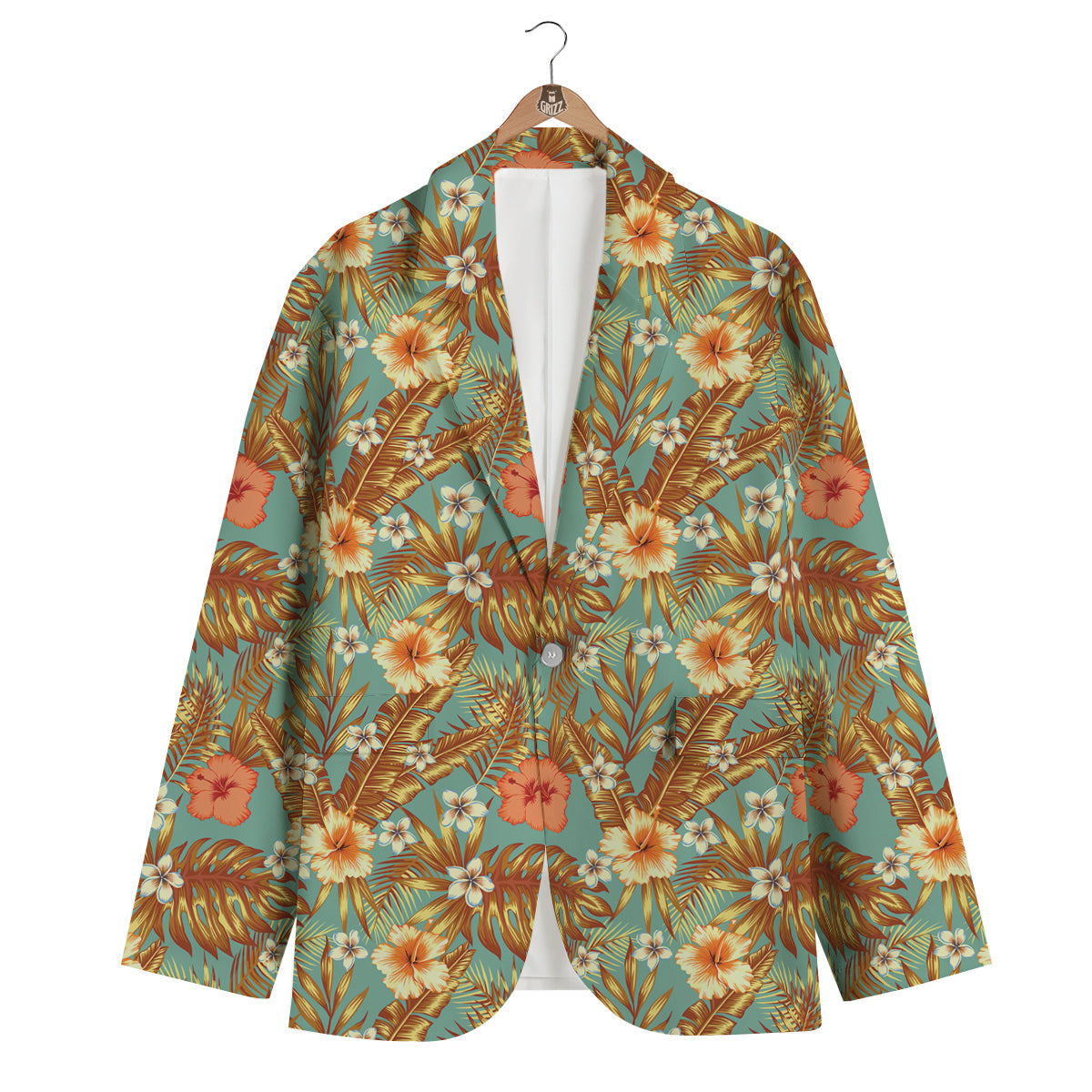 Abstract Tropical Plumeria Men's Blazer-grizzshop