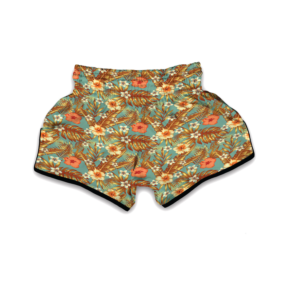 Abstract Tropical Plumeria Muay Thai Boxing Shorts-grizzshop