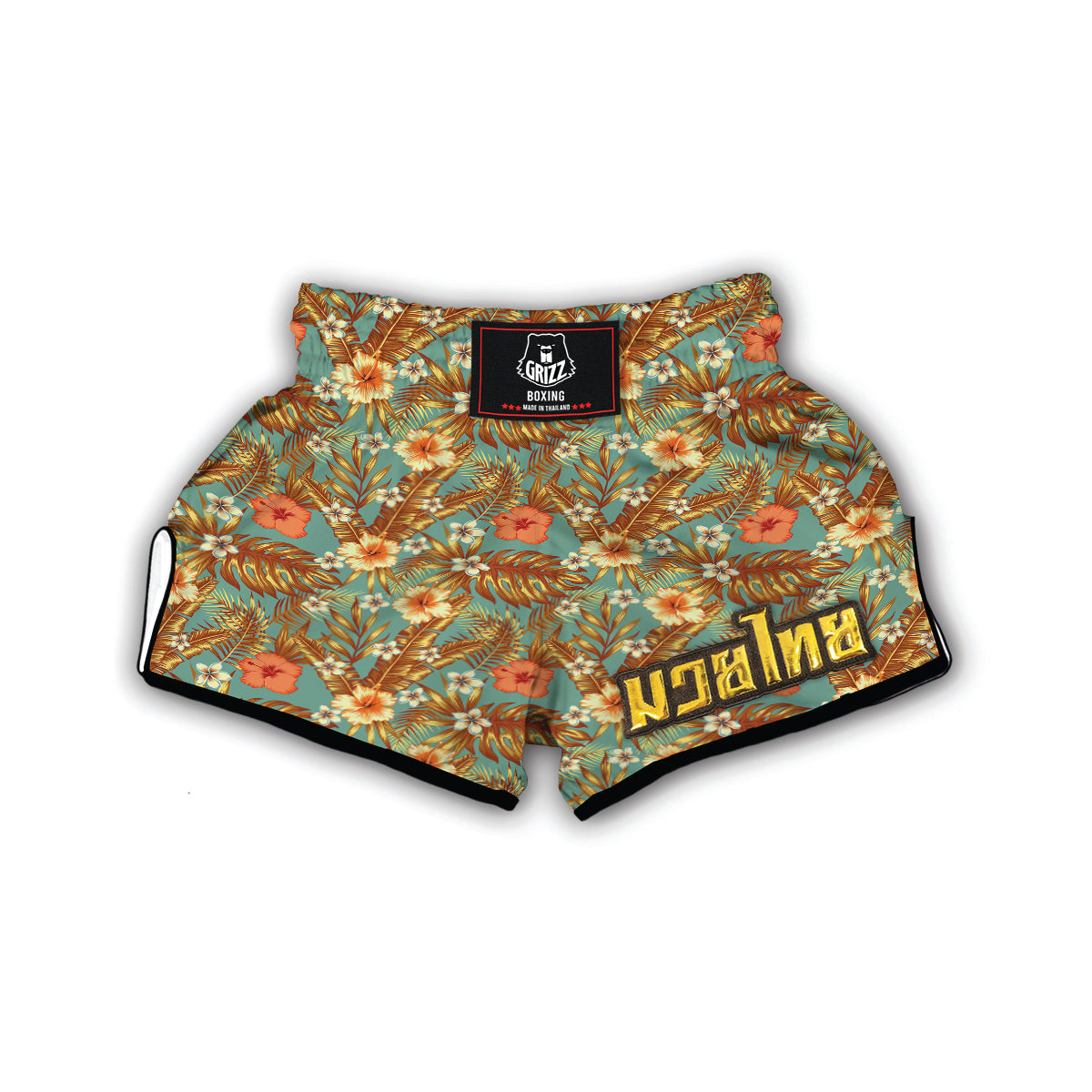 Abstract Tropical Plumeria Muay Thai Boxing Shorts-grizzshop