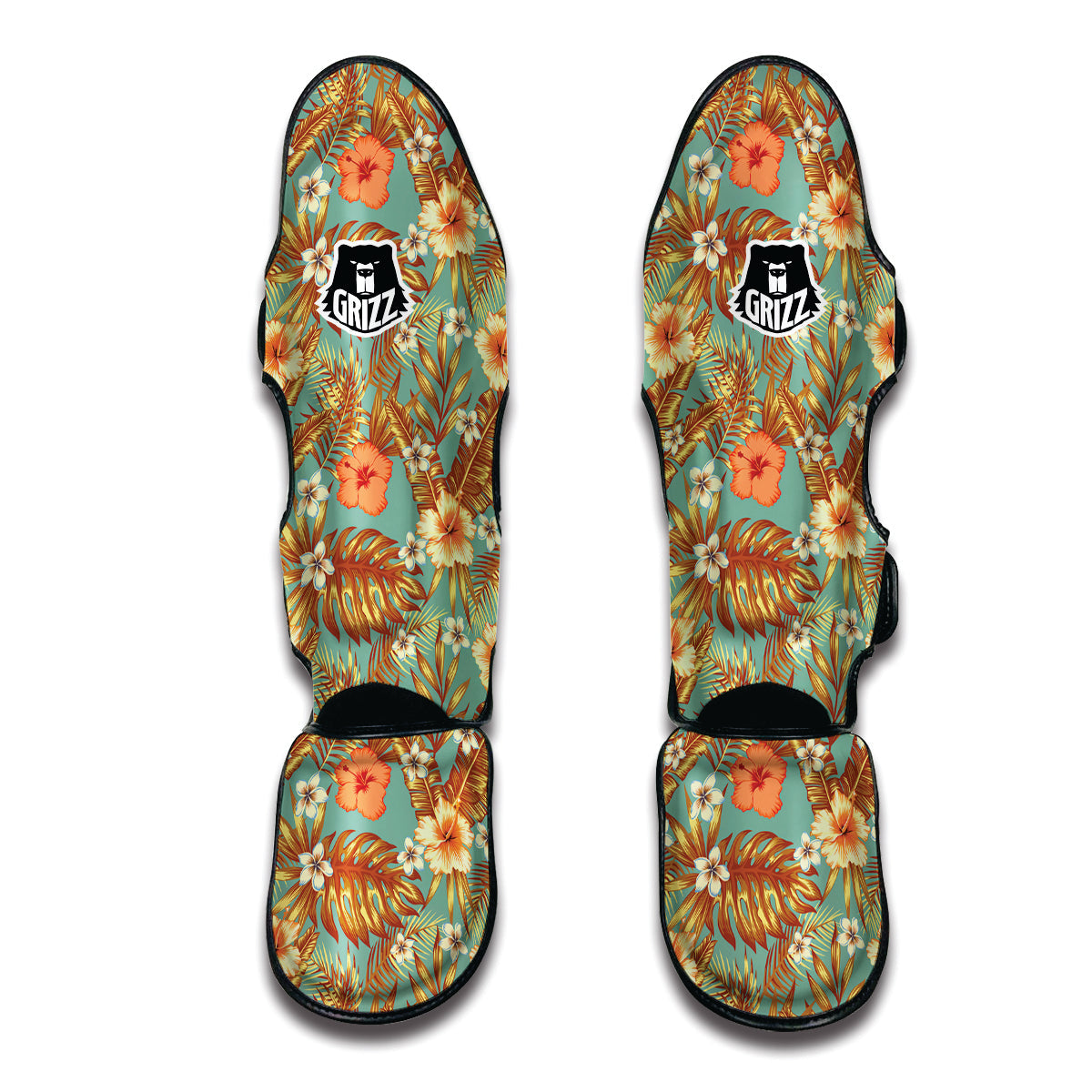 Abstract Tropical Plumeria Muay Thai Shin Guards-grizzshop