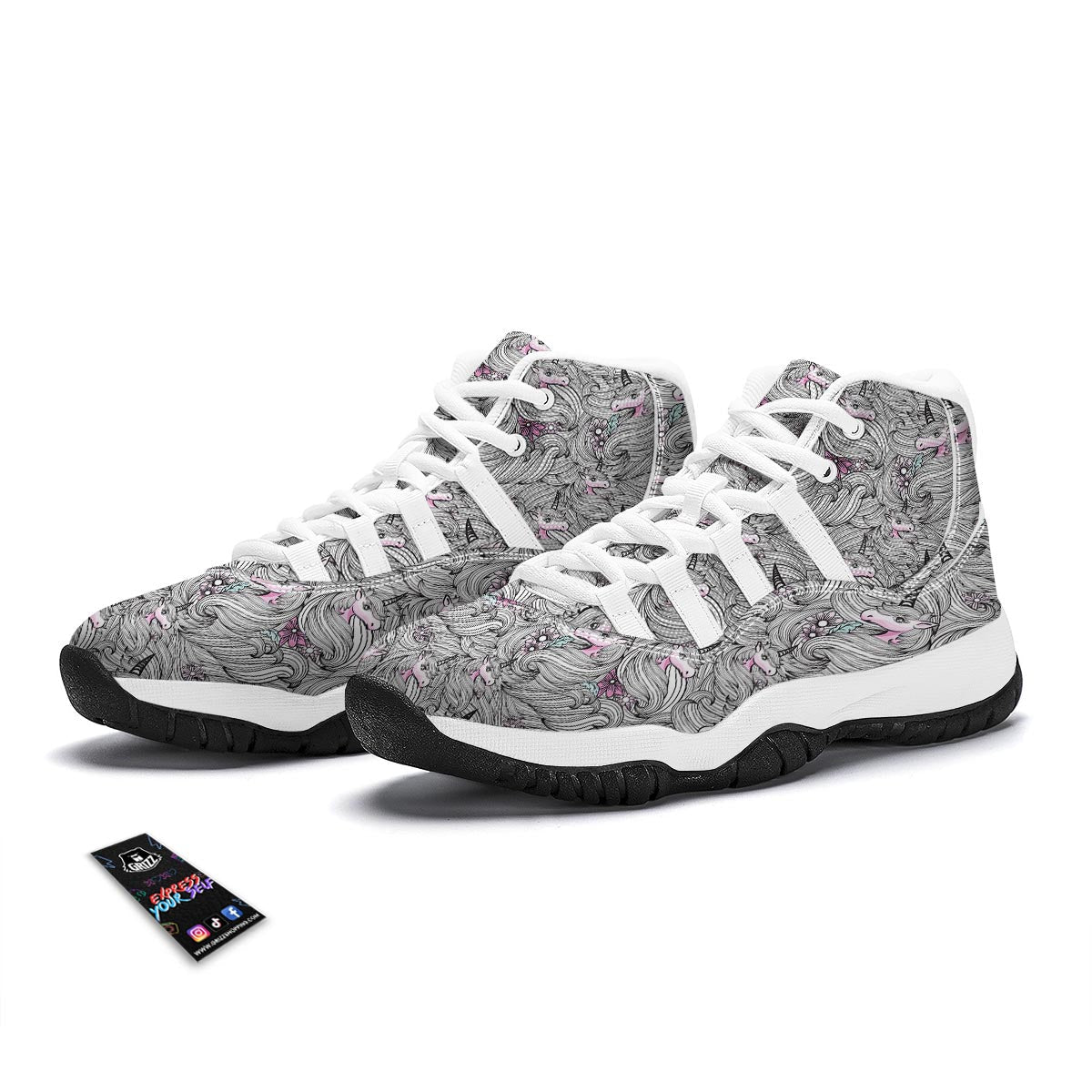 Abstract Unicorn White Bball Shoes-grizzshop
