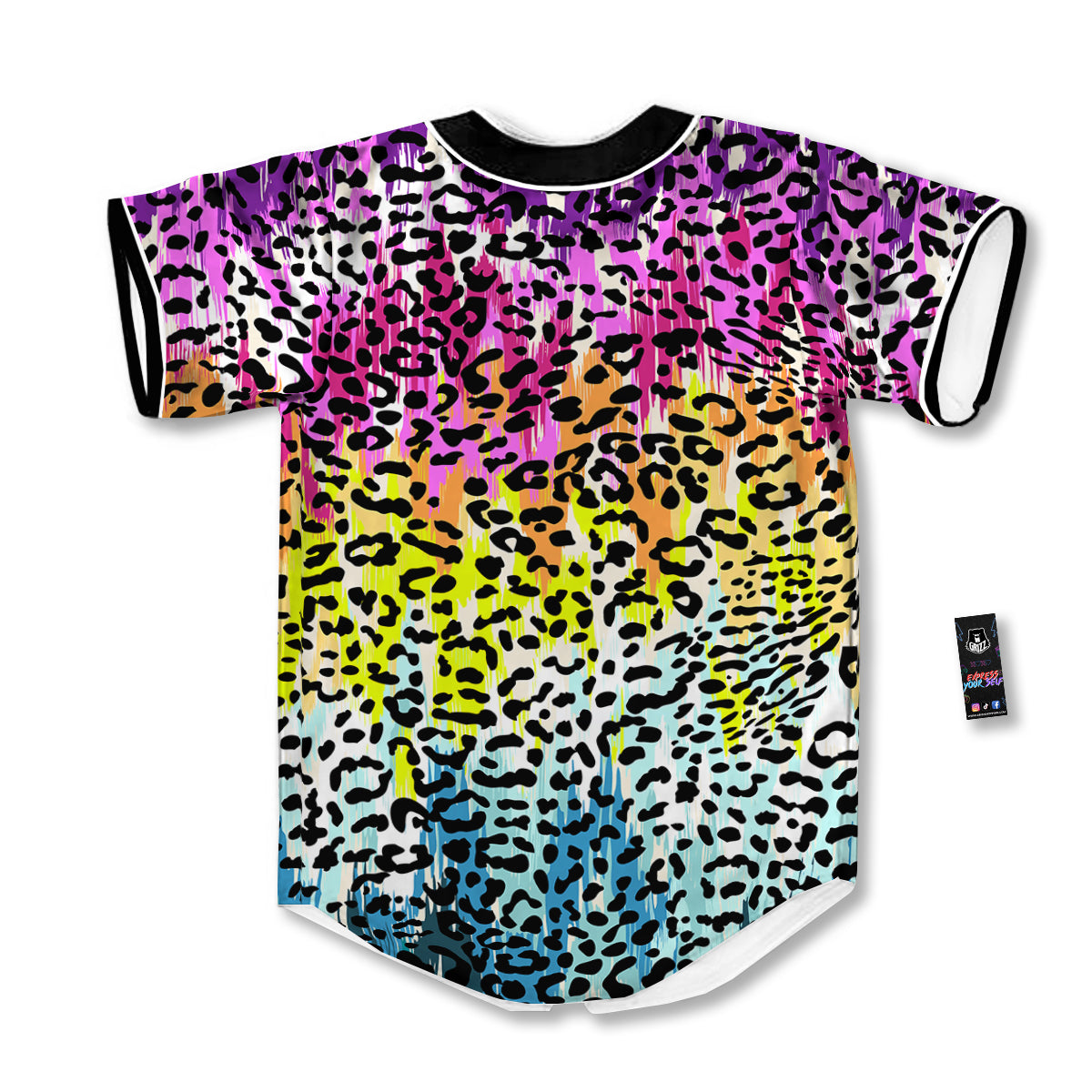 Abstract Vintage Colorful Leopard Print Baseball Jersey-grizzshop