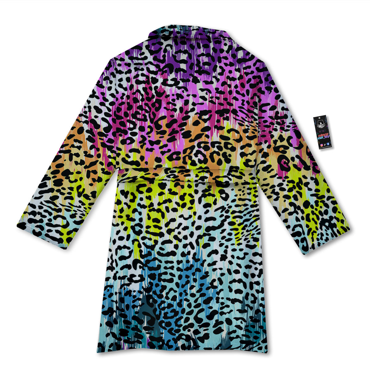 Abstract Vintage Colorful Leopard Print Bathrobe-grizzshop