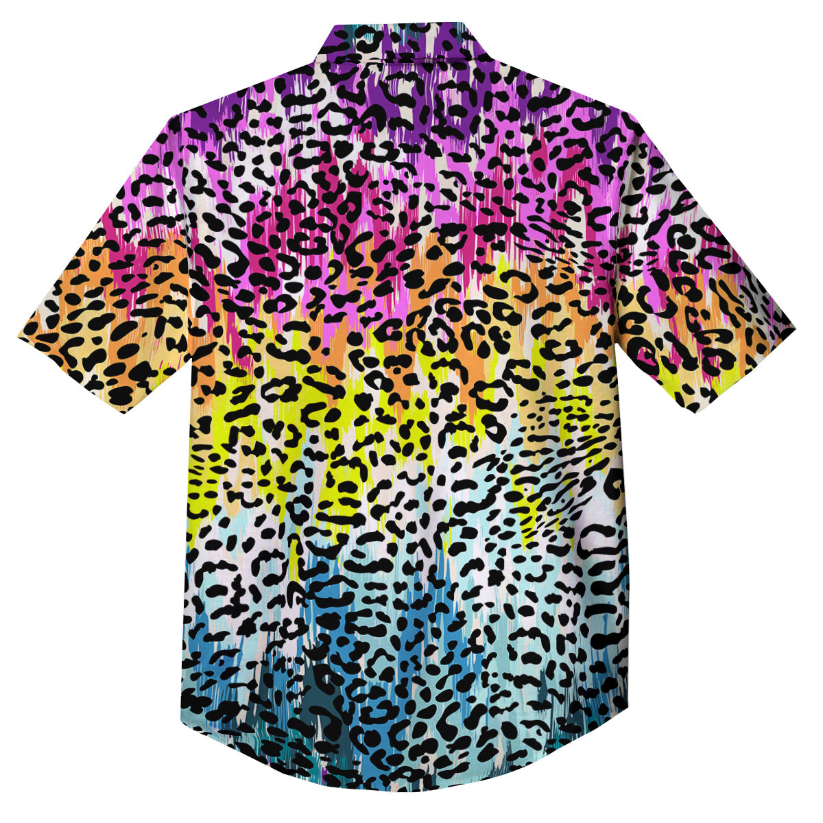 Abstract Vintage Colorful Leopard Print Button Up Shirt-grizzshop