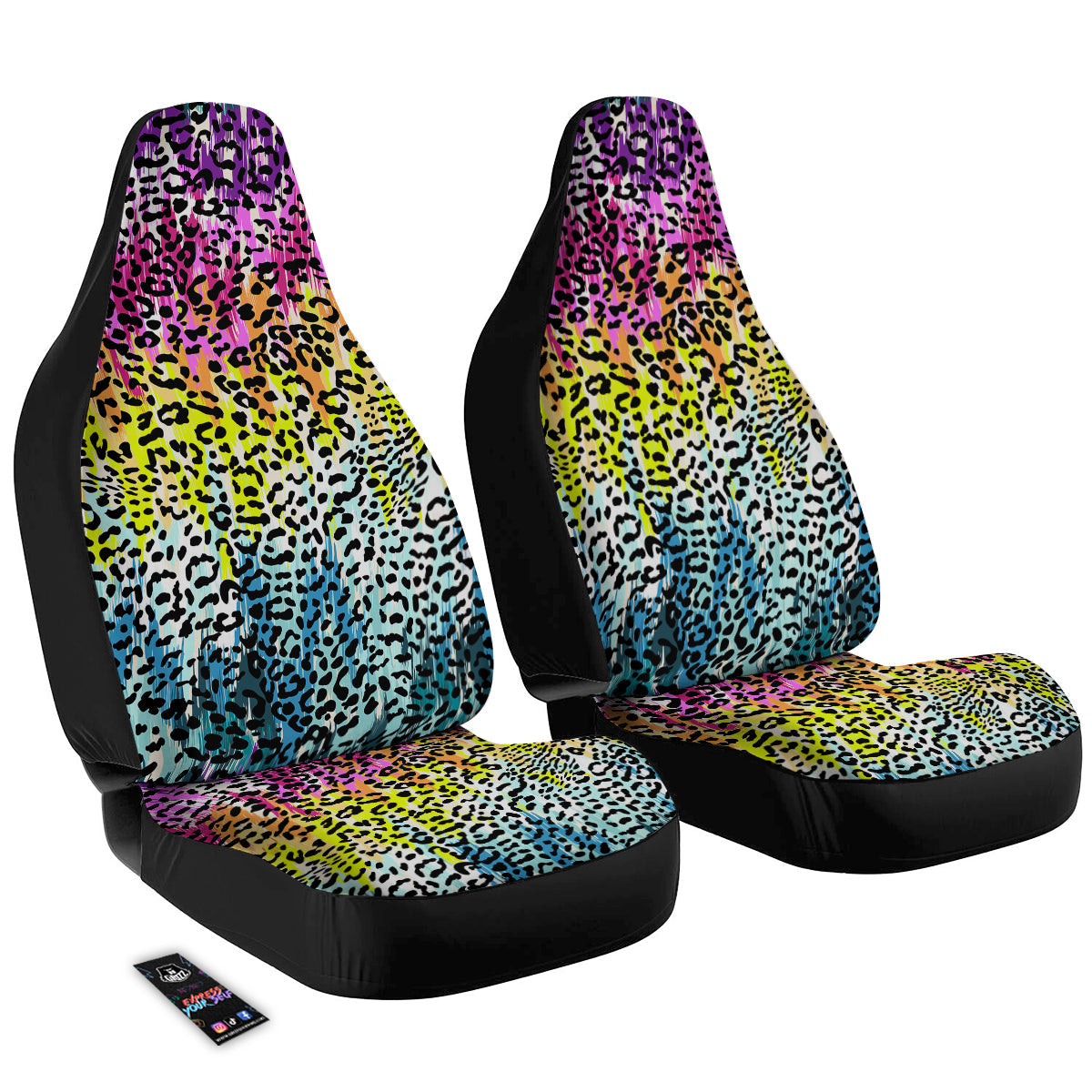 Abstract Vintage Colorful Leopard Print Car Seat Covers-grizzshop