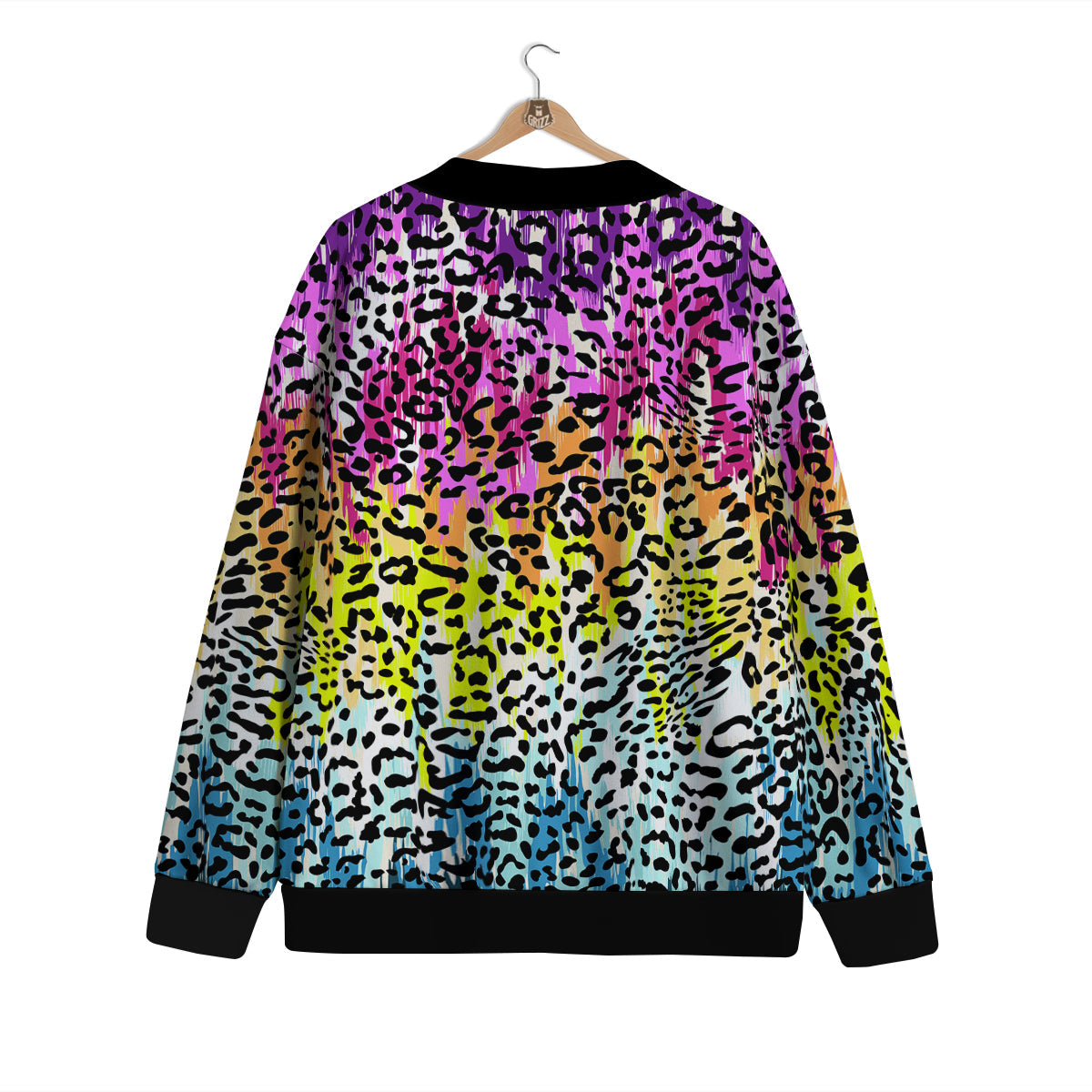 Abstract Vintage Colorful Leopard Print Cardigan-grizzshop
