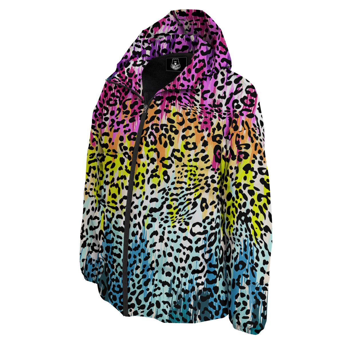 Abstract Vintage Colorful Leopard Print Down Jacket-grizzshop