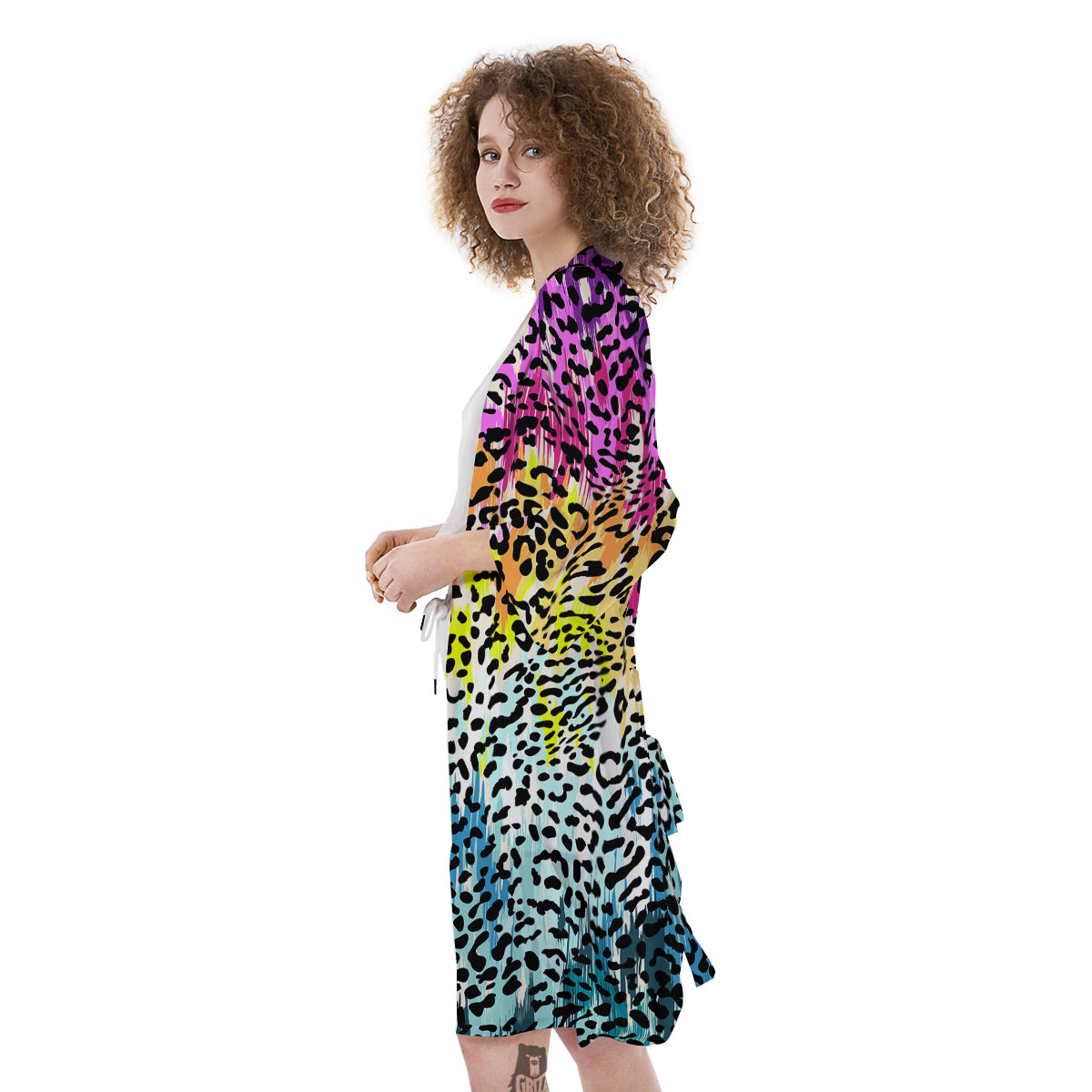 Abstract Vintage Colorful Leopard Print Kimono-grizzshop
