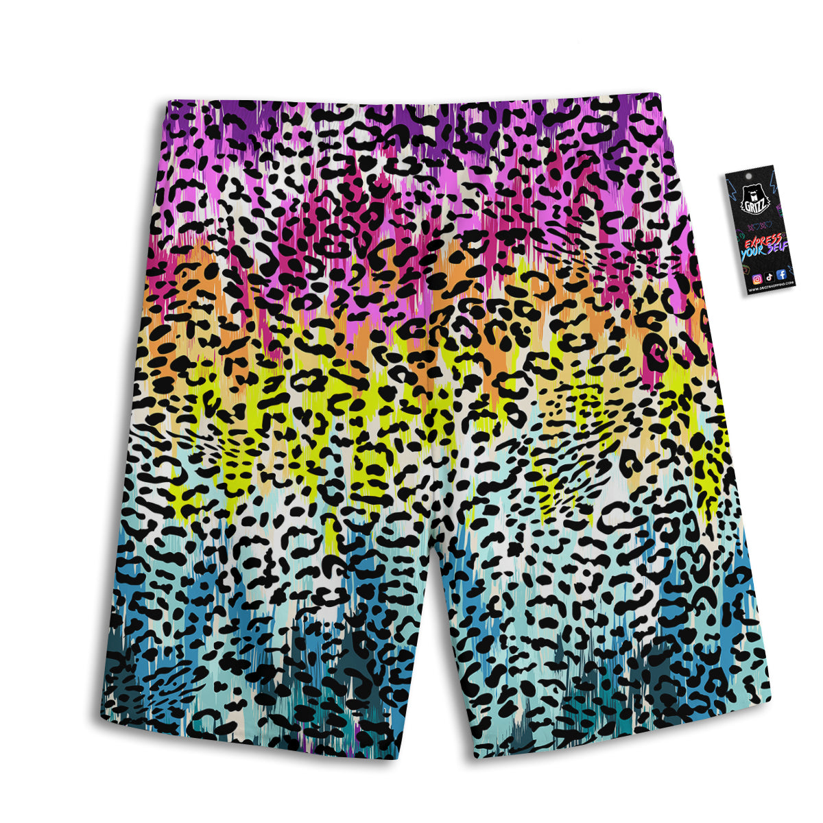 Abstract Vintage Colorful Leopard Print Men's Athletic Shorts