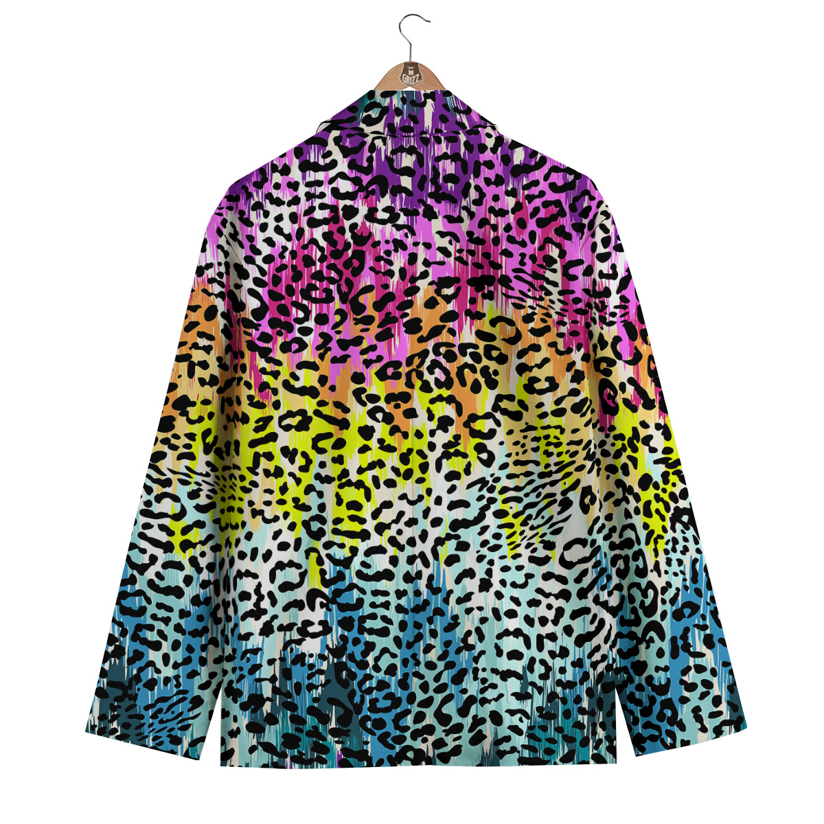Abstract Vintage Colorful Leopard Print Men's Blazer-grizzshop