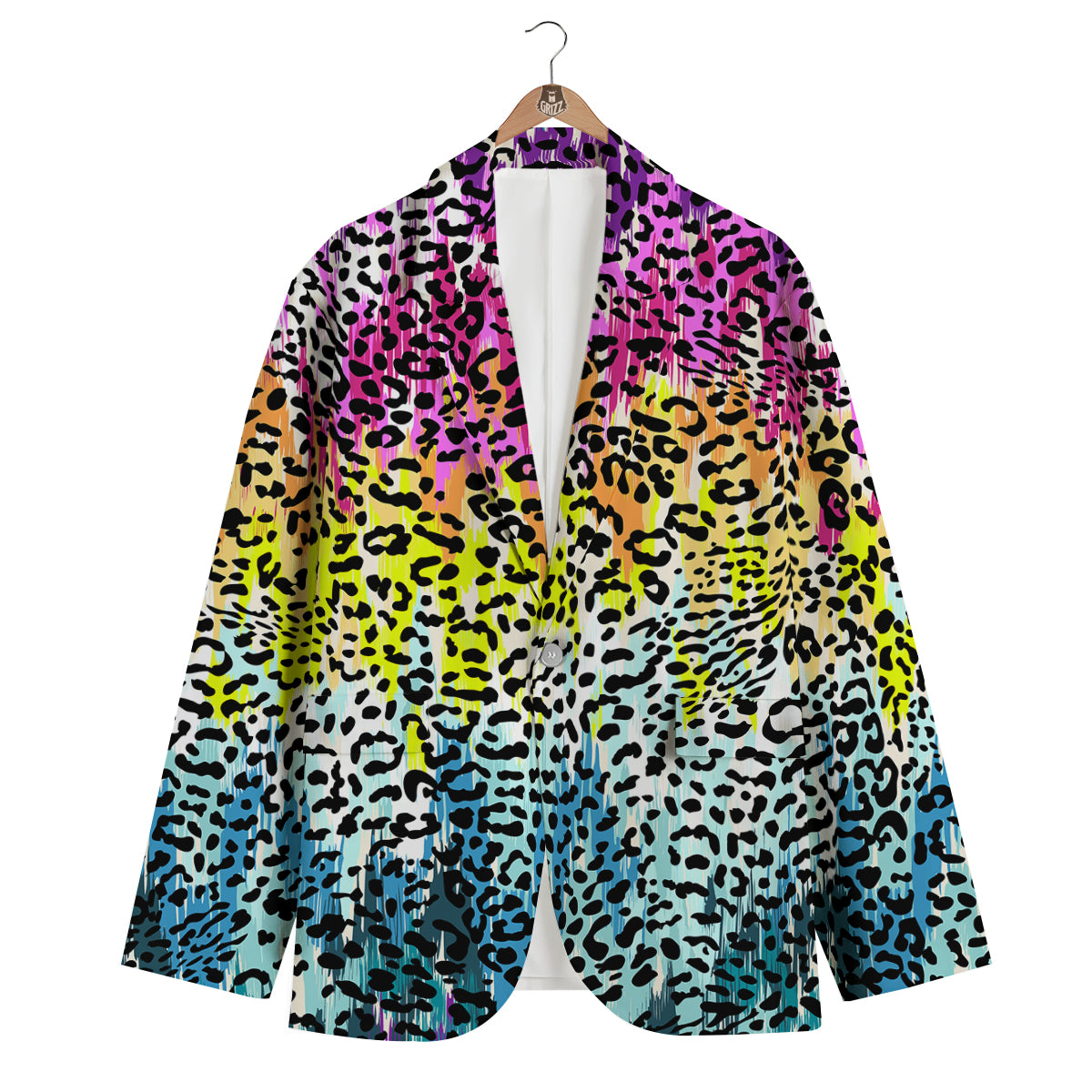 Abstract Vintage Colorful Leopard Print Men's Blazer-grizzshop