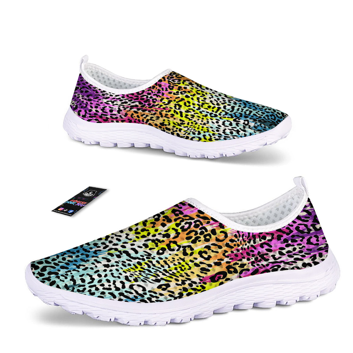 Abstract Vintage Colorful Leopard Print Nurse Shoes-grizzshop