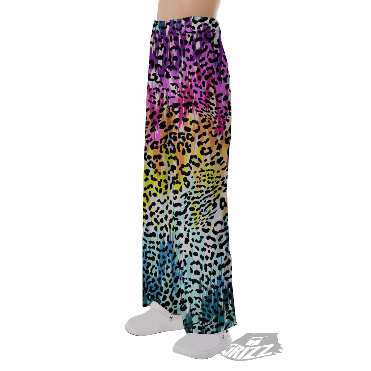 Abstract Vintage Colorful Leopard Print Pajama Pants-grizzshop